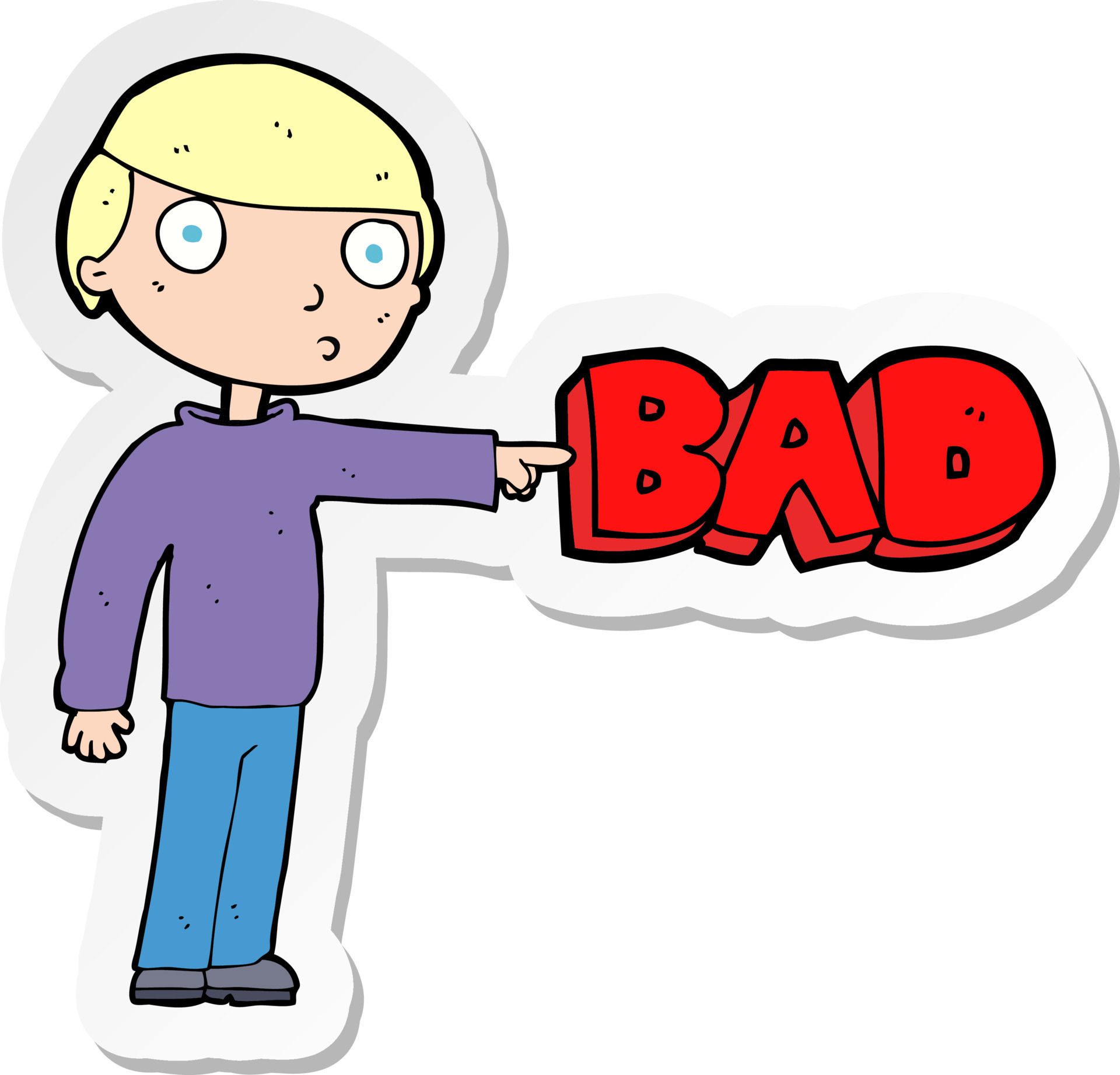 Wallpaper #k2eg8pIBSpphPi3-sXFs309 Sticker of a Cartoon Man Pointing Out the Bad 11119267 Vector Art at