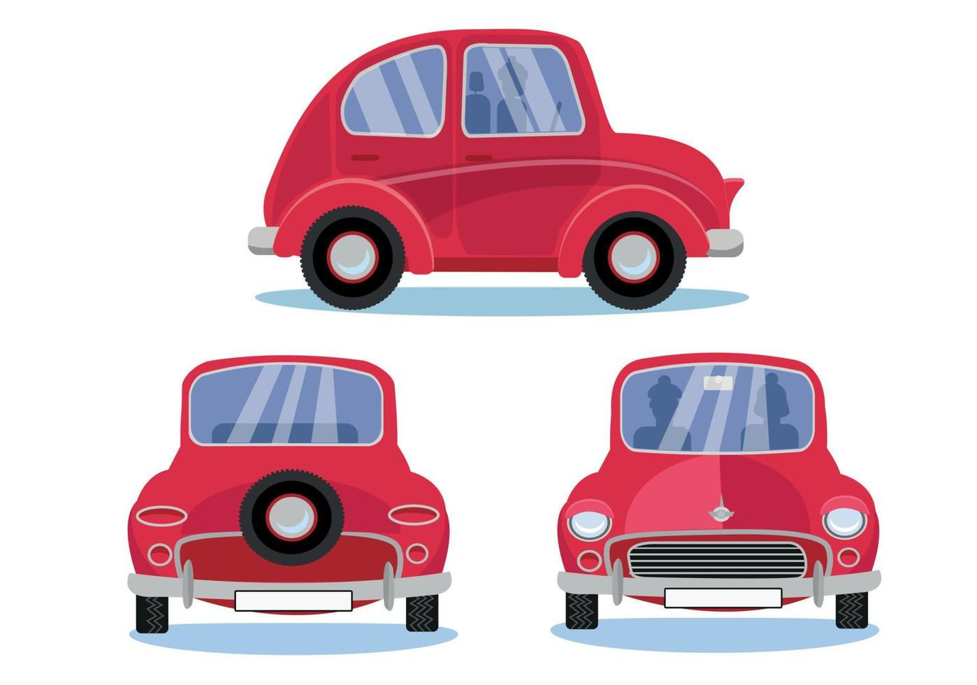 Wallpaper #vZkqP5MBUcASHT6n8svg282 Red Retro Car Cartoon Automobile Set in Three Different Views Side