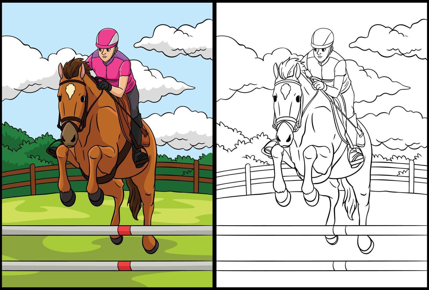 Wallpaper #Obgn3ZIBJvJKYCmEW_8d288 Show Jumping Coloring Page Colored Illustration 17022914 Vector Art at