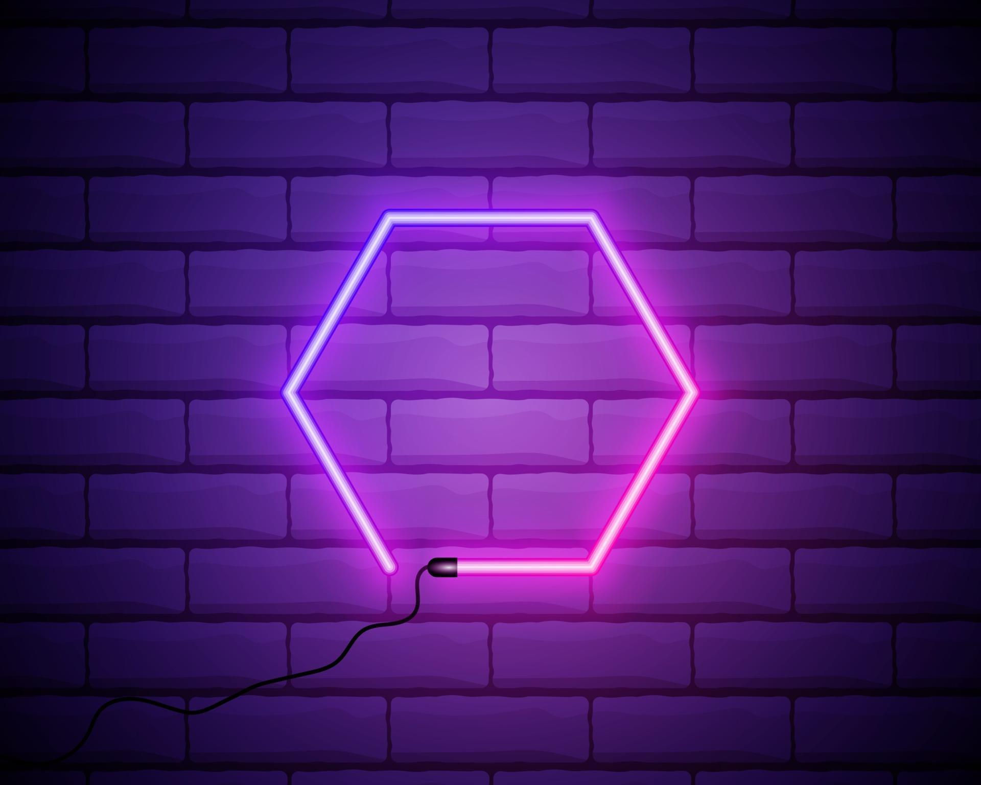 Wallpaper #jmhSGJMBSpphPi3-hxKh82 Marco Hexagonal De Neon Brillante Para Banner O Letrero Aislado En Una