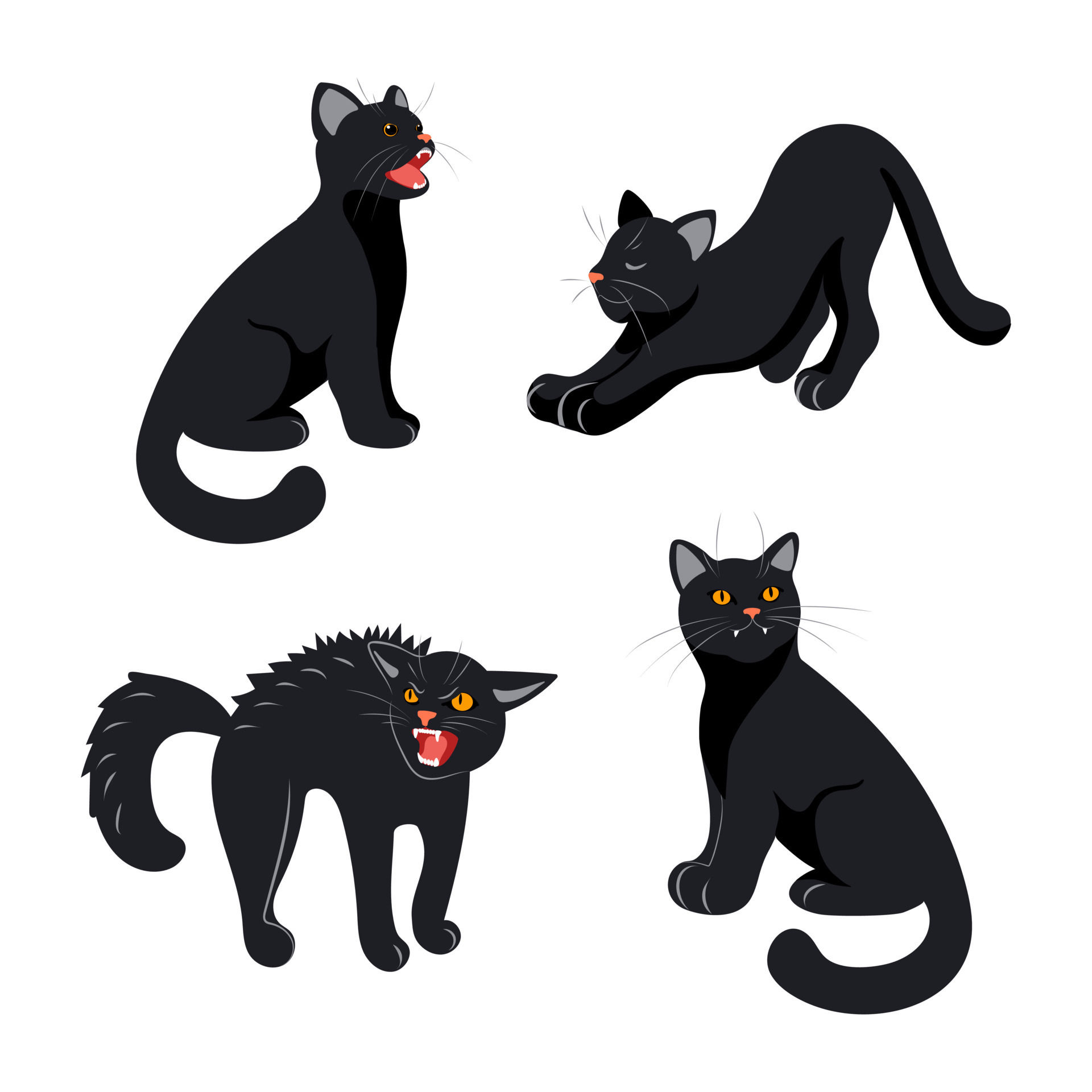 Wallpaper #WGjGFZMBSpphPi3-rwmL82 Bright Set of Cute Realistic Black Cats in Different Poses for