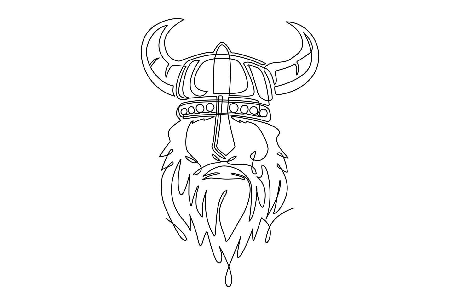 Wallpaper #uWfOCZMBSpphPi3-_NHR222 Cabeza De Dibujo De Una Sola Linea Continua De Guerrero Vikingo Barbudo