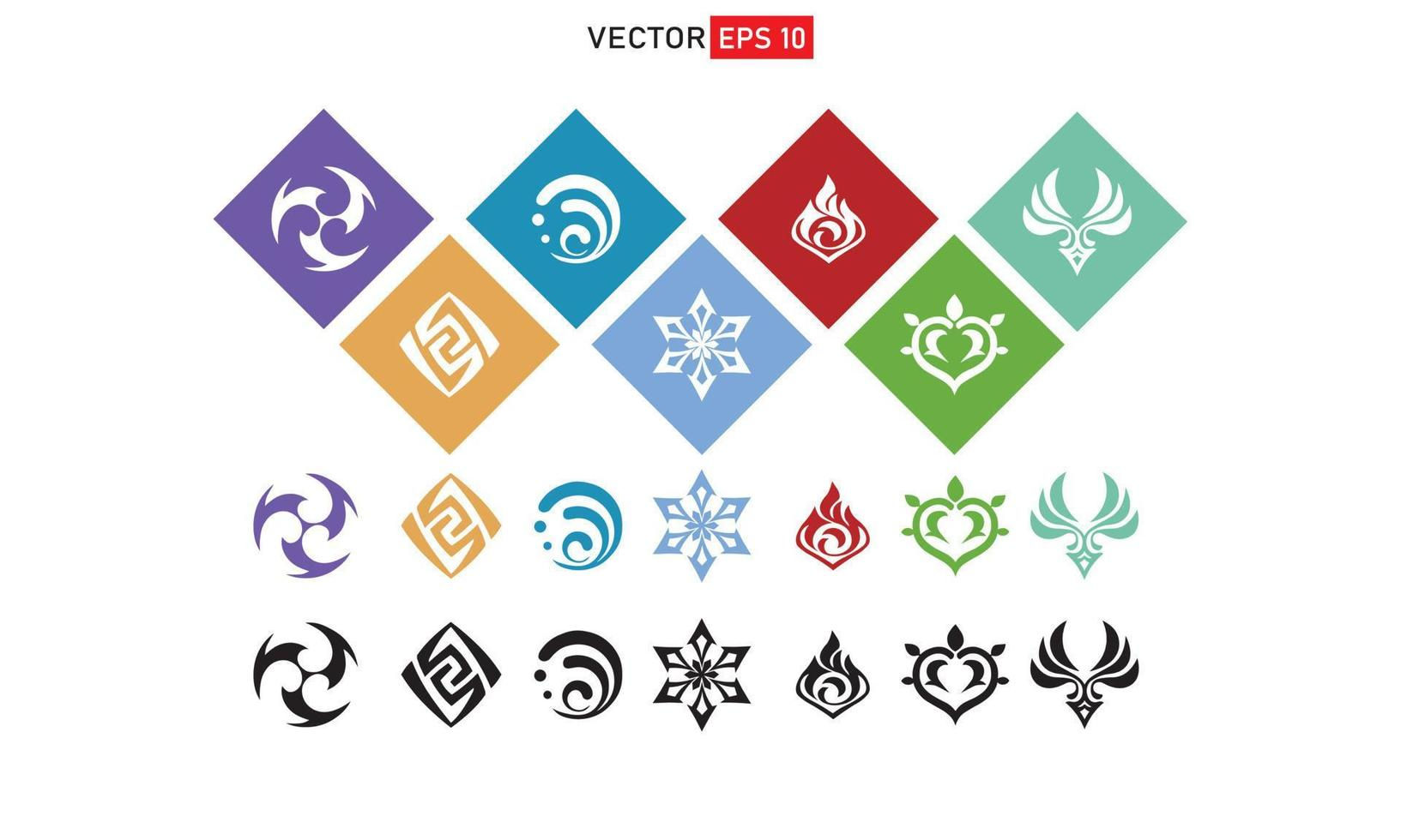 Wallpaper #uGdr8ZIBSpphPi3-MmsY104 Genshin Logo and Elements Icons Set Mobile Game Logo and Elements