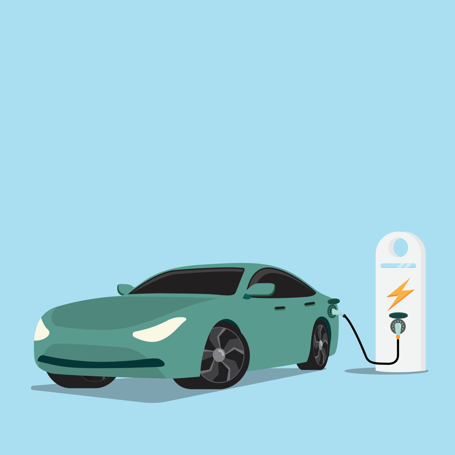 Wallpaper #HWcK_pIBSpphPi3-ZJ5454 Electric Vehicle Ev Car Recharge Station Concept Cartoon 7745697 Vector