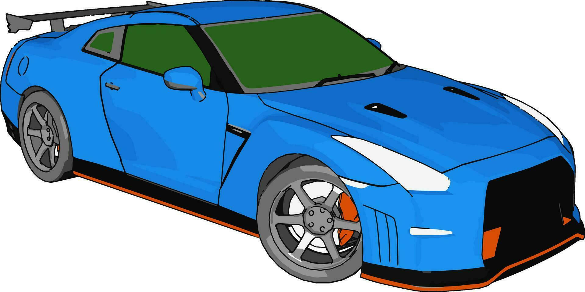 Wallpaper #KyY7mJcBNyflpn9rWIfI171 Blue Race Car with Green Windows and Orange Detailes and Grey Rear