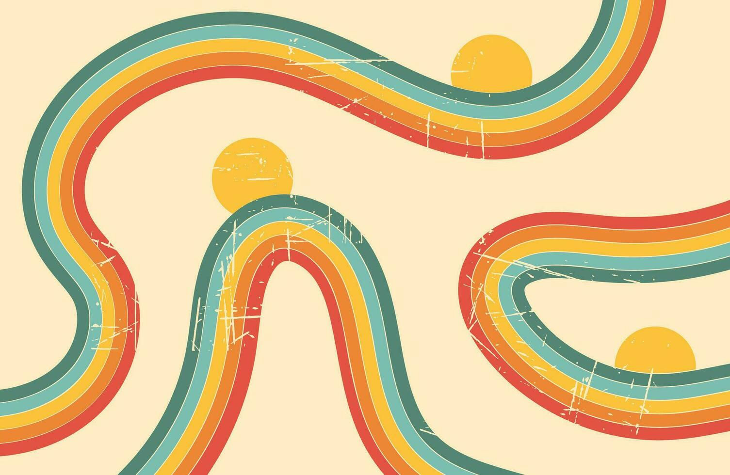 Wallpaper #Xj9NPJMBLiIJ4c9O-pG751 Retro Groovy Background with Rainbow and Sun Abstract Colourful and