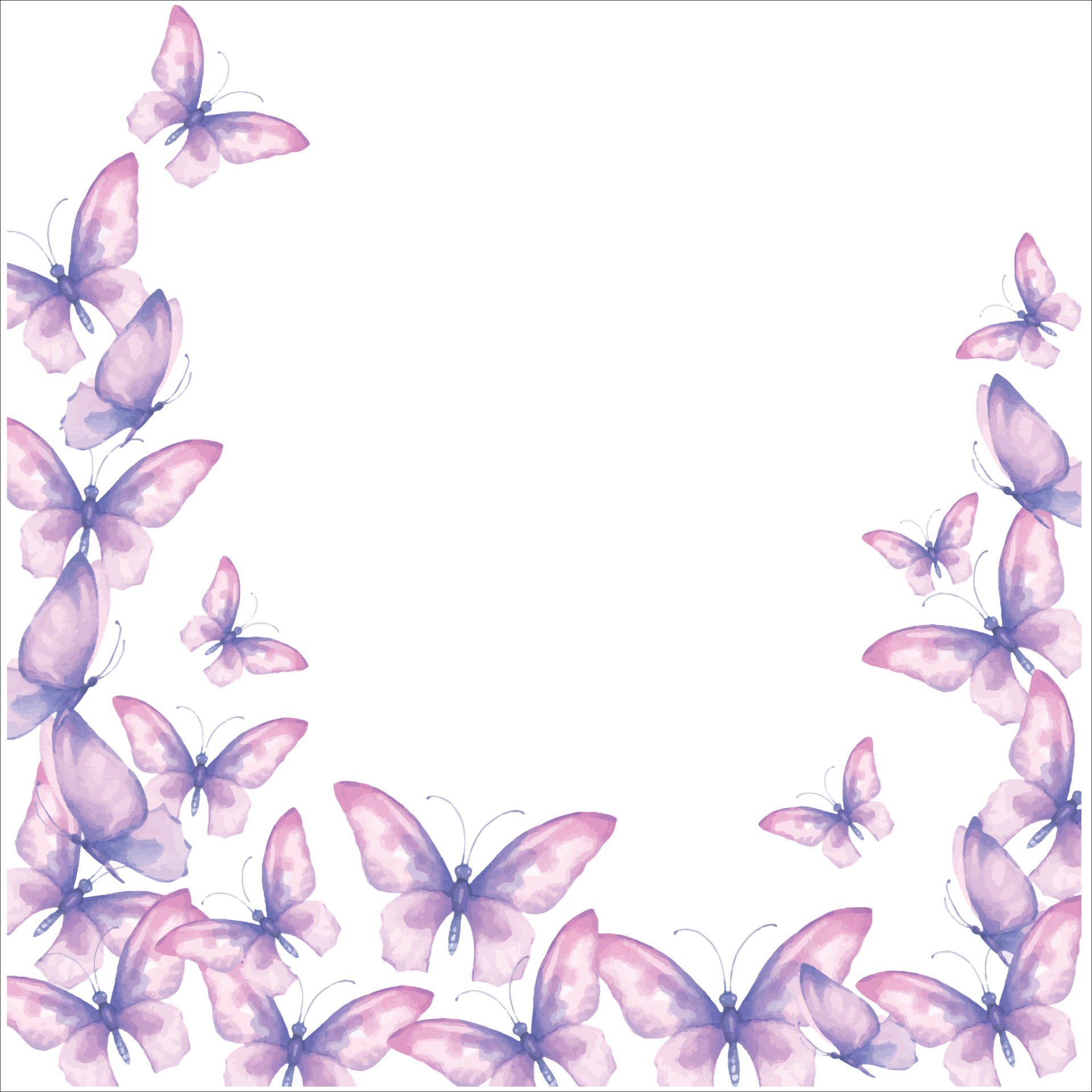 Wallpaper #lmce9pIBSpphPi3-WILG270 Watercolor Illustration with Delicate Butterflies Are Pink Purple