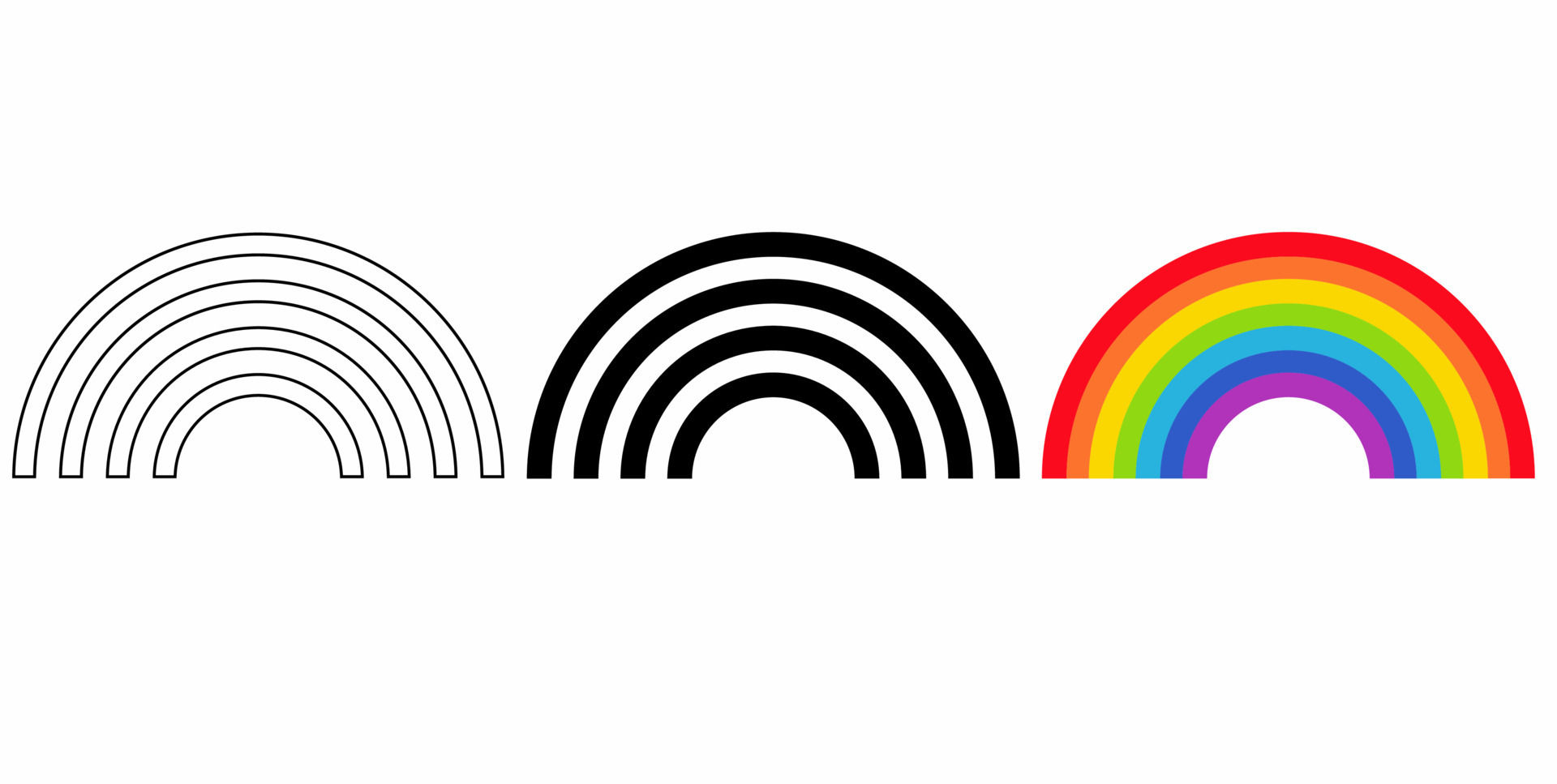 Wallpaper #_2eP9ZIBSpphPi3-1n_c48 Outline Silhouette Rainbow Icon Set Isolated on White Background
