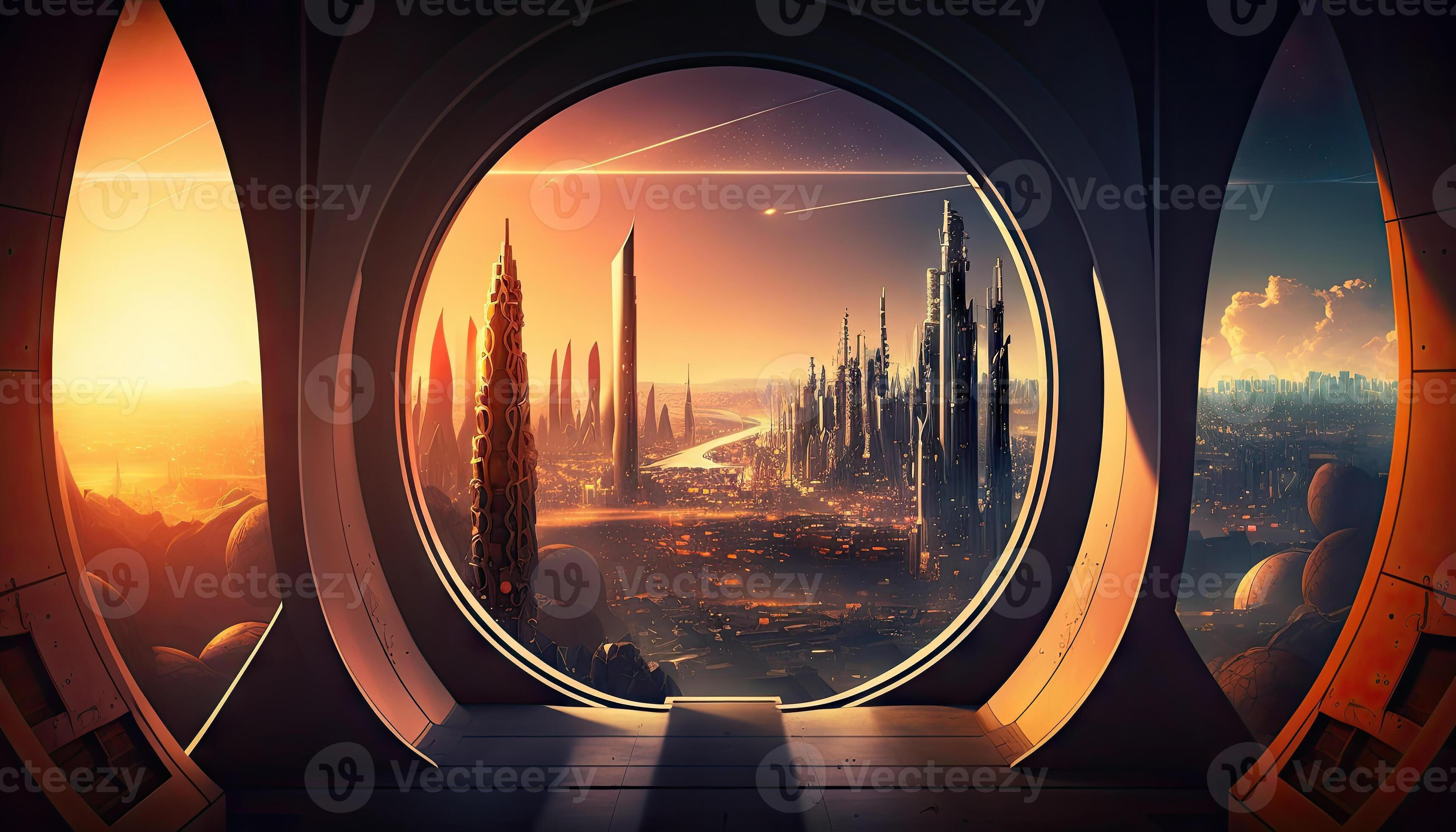 Wallpaper #GPSlOZMBKFX8bn3rdnf674 Mega Capital City Futuristic Sci Fi Town Background Sci Fi Landscape