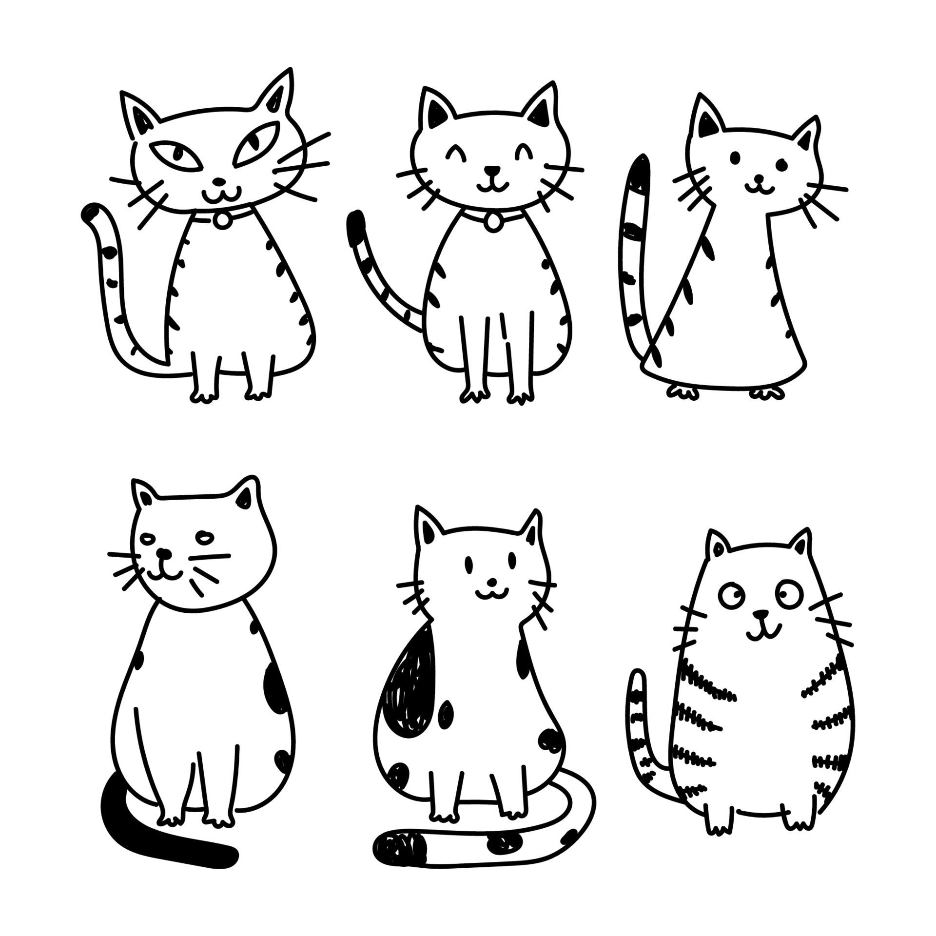 Wallpaper #WGjGFZMBSpphPi3-rwmL257 Gatos Minimalistas Establecen Garabatos En Estilo Abstracto Dibujado a