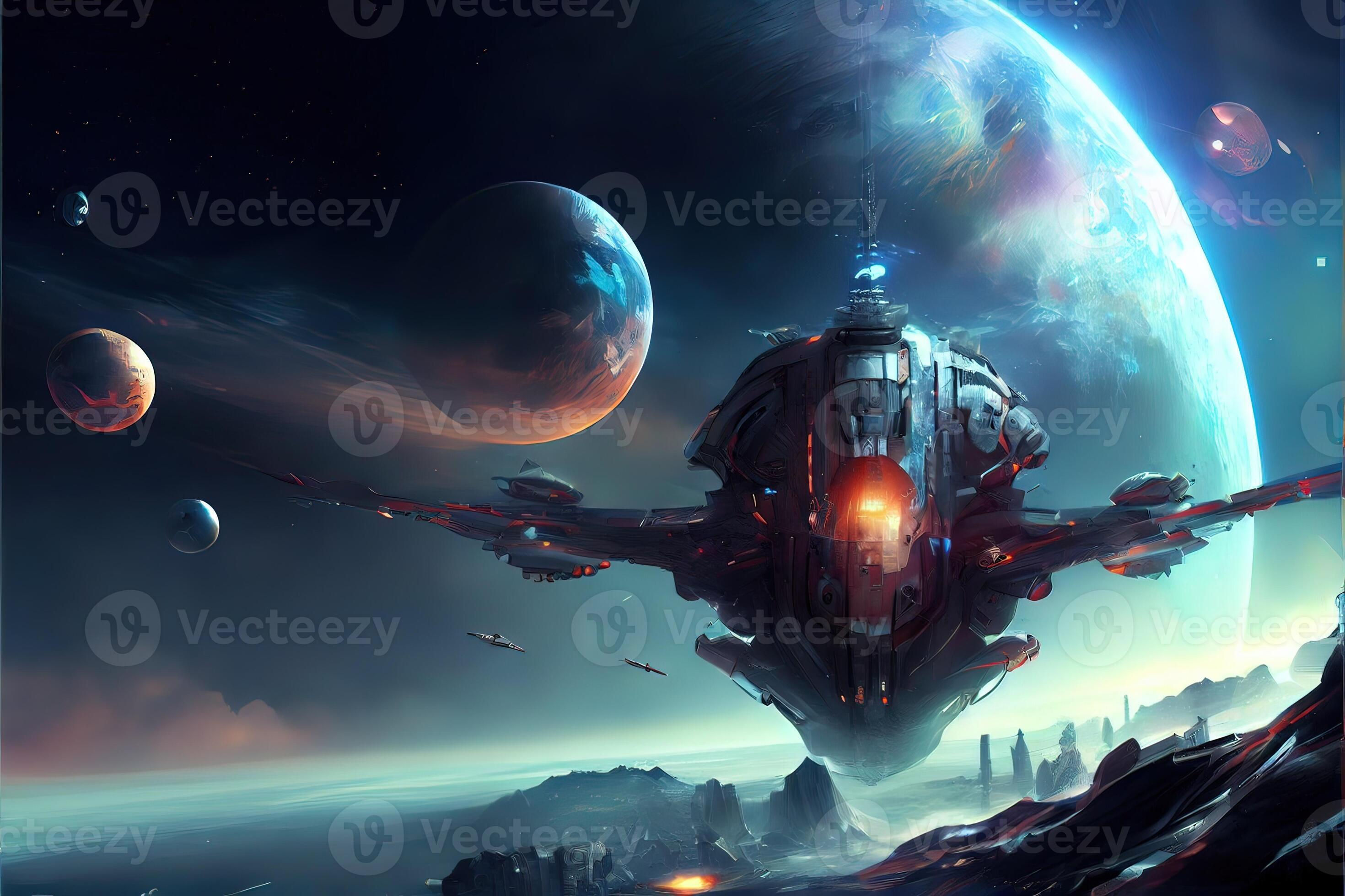 Wallpaper #KP_gapMB3lSXT3zUSeeG234 Illustration of Amazing Science Fiction Wallpaper Digital Art Sci