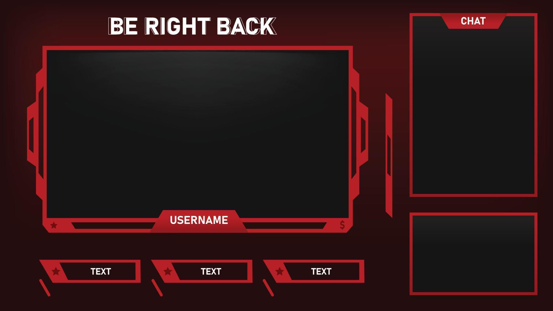 Wallpaper #Y88FO5MBOBUYluQYwLqS103 Stream Overlay Be Right Back Screen Red and Black Theme 3806767 Vector