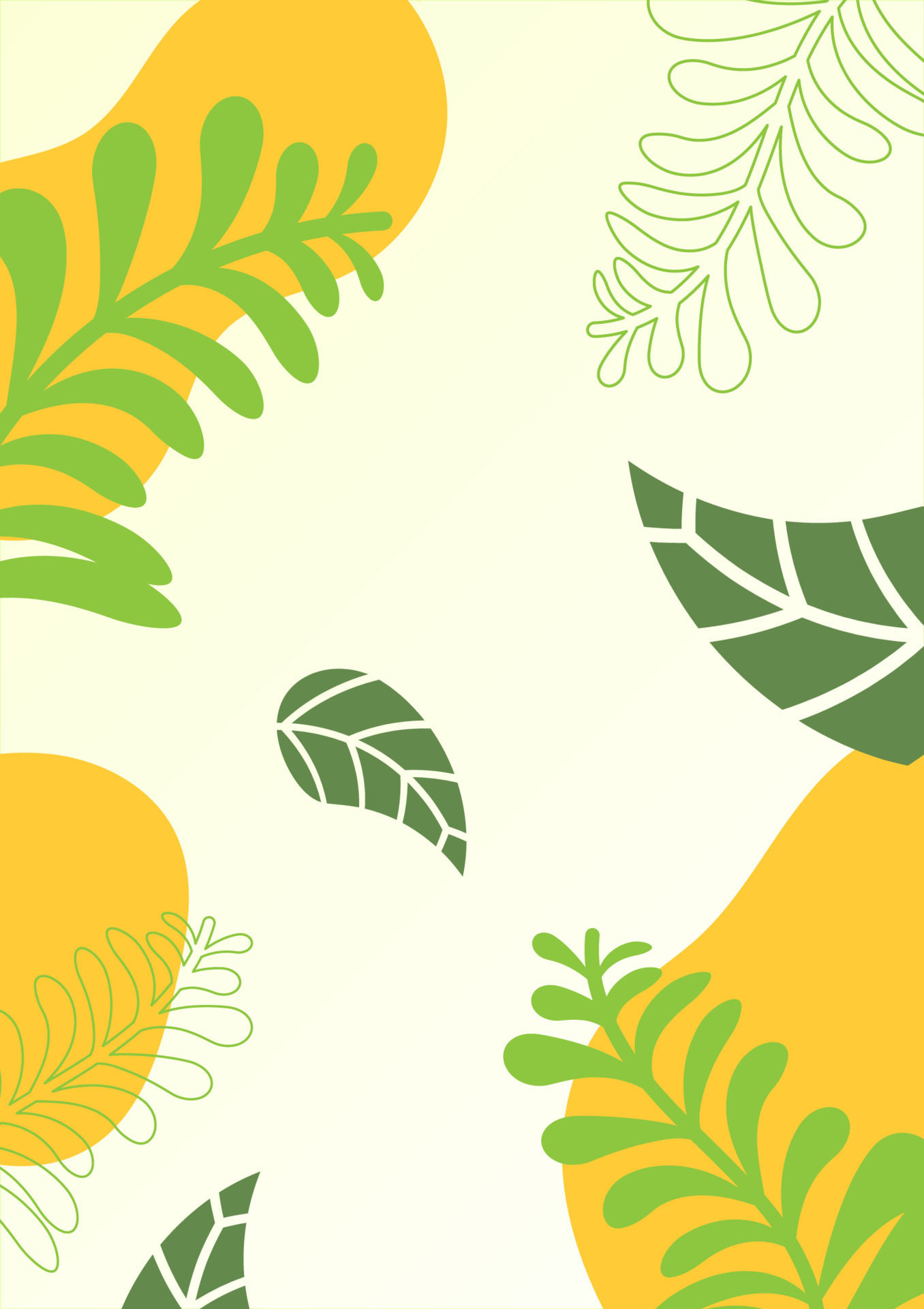 Wallpaper #HGhEGZMBSpphPi3-MRYQ143 Abstract Green Leaves and Yellow Organic Shapes Nature Background for