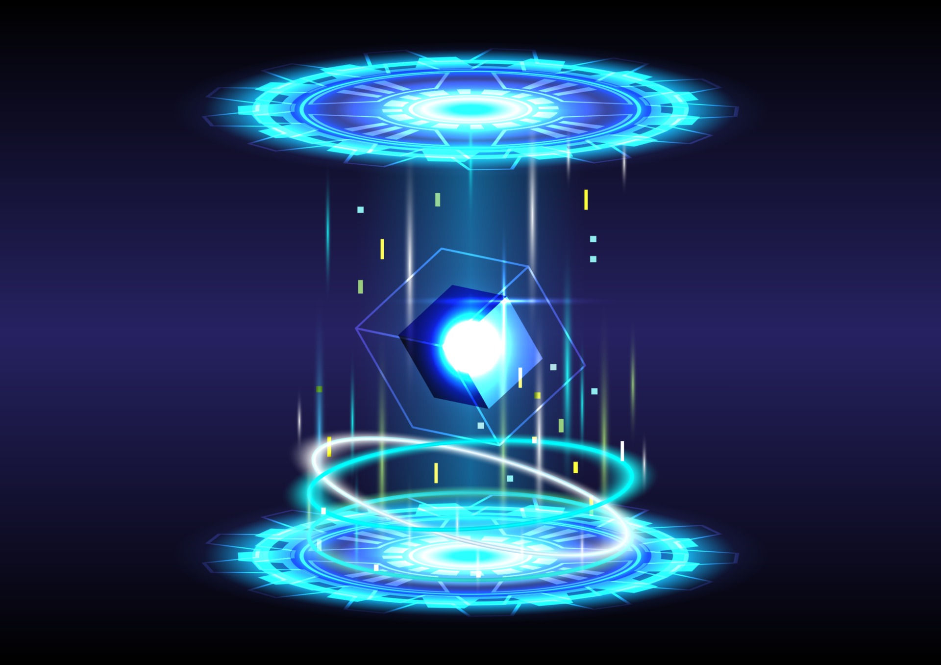 Wallpaper #NWegBpMBSpphPi3-J8JF404 3D Cube Abstract Background Portal and Hologram Science Futuristic