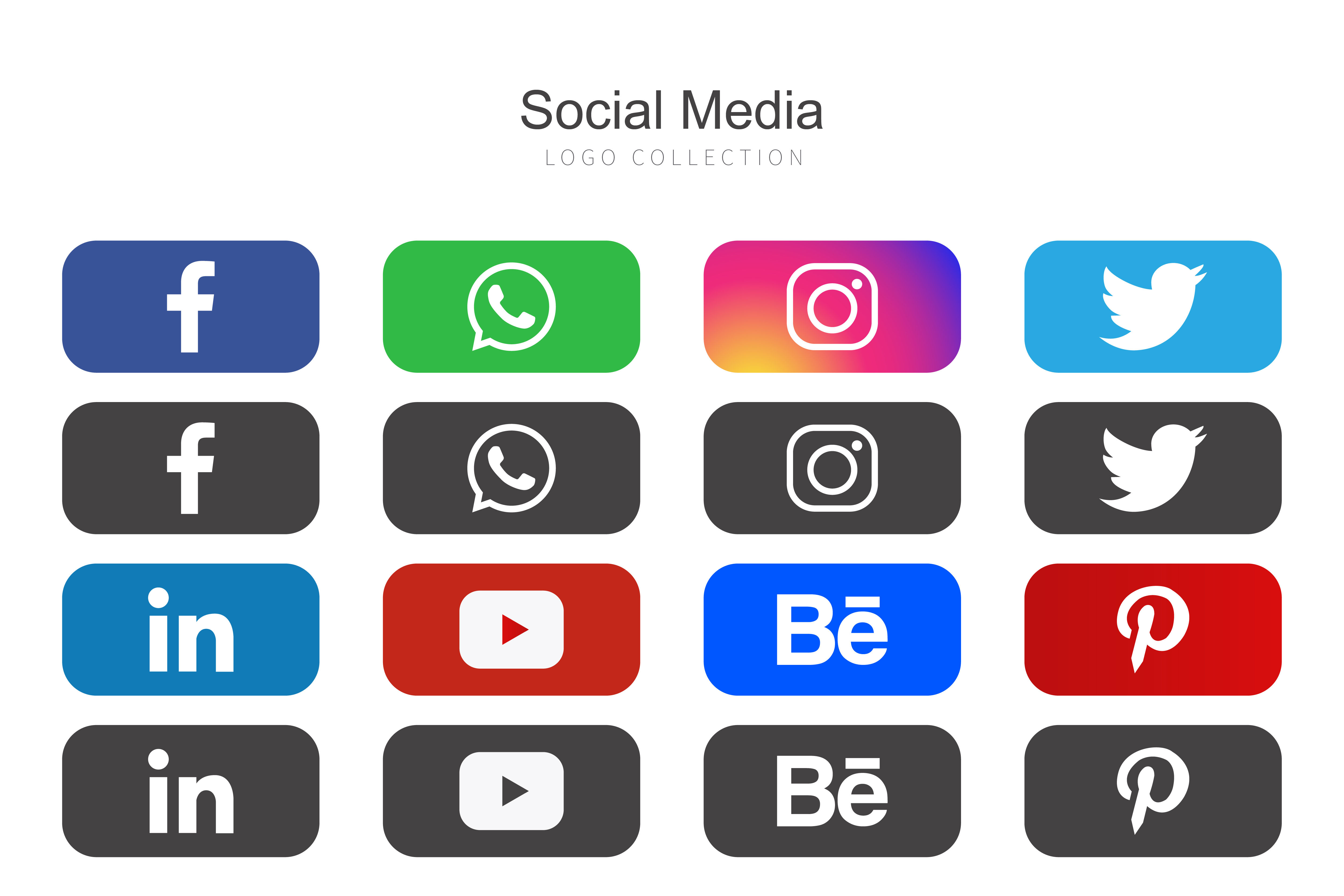 Wallpaper #lWe_75IBSpphPi3-ZGNL235 Rounded Rectangle Social Media Icons Set Download Free Vectors