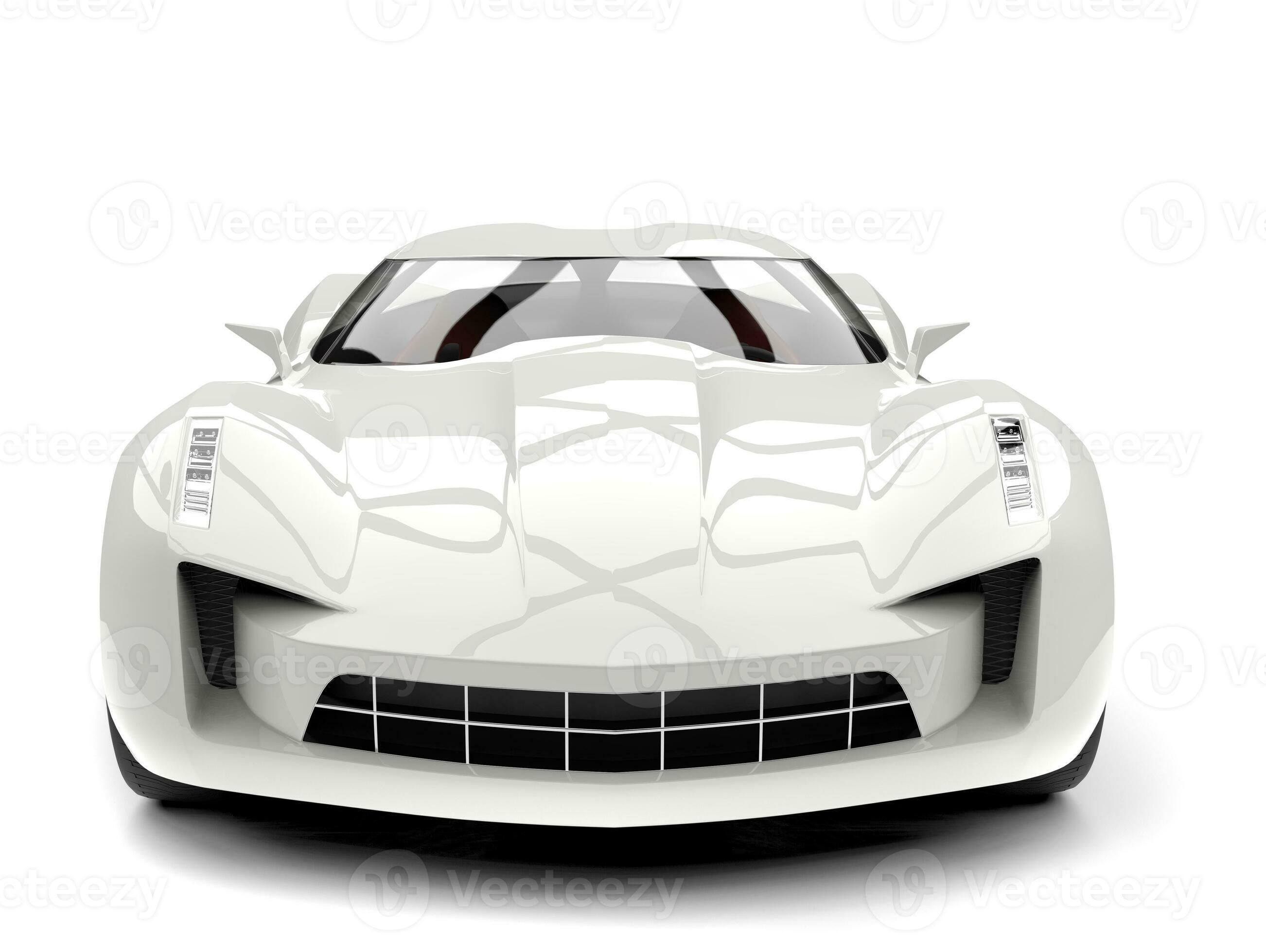 Wallpaper #QWd37pIBSpphPi3-ql0r5 Sublime White Super Sports Concept Car Front View Closeup Shot