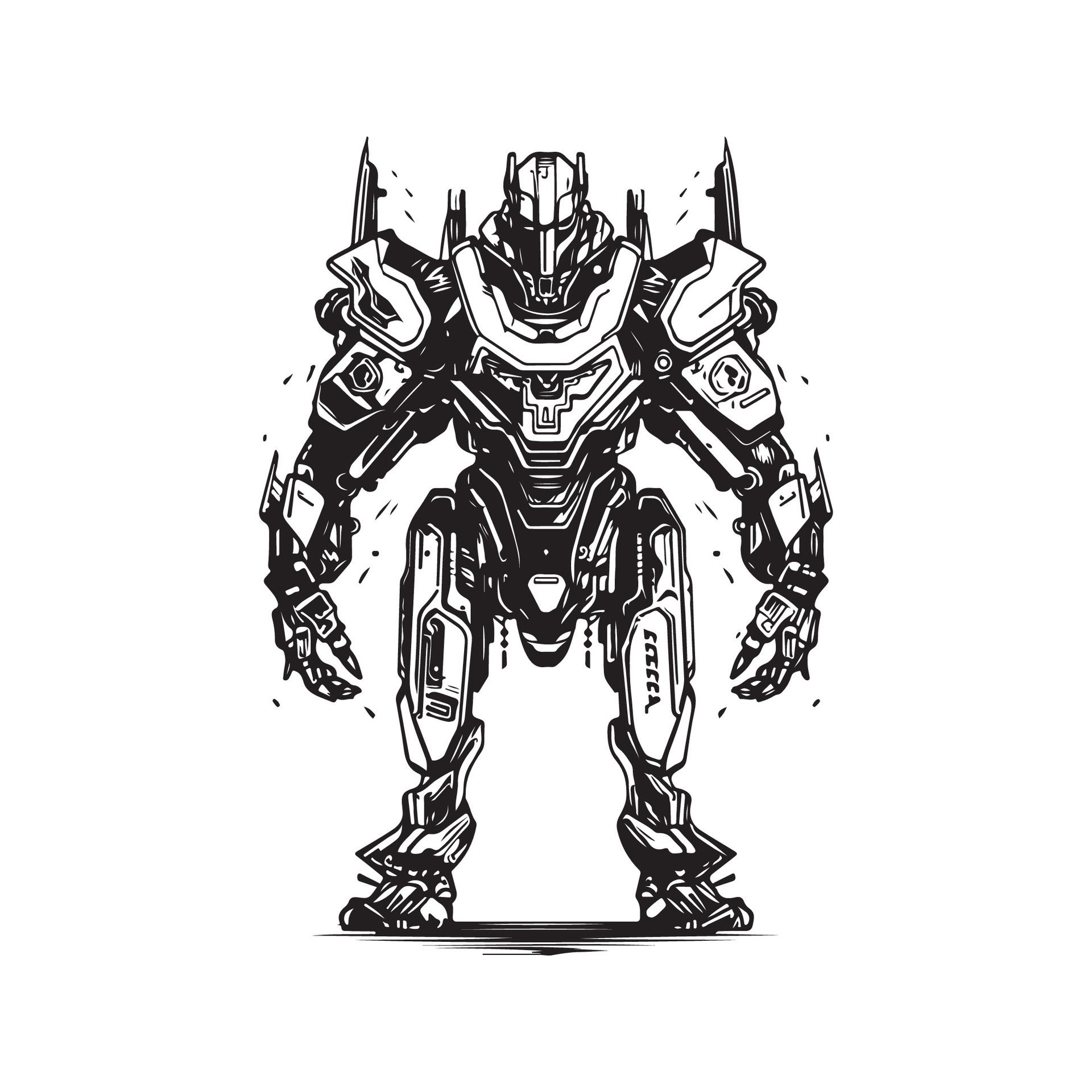 Wallpaper #sGf07JIBSpphPi3-g1XU339 Scifi Mech Warrior Vintage Logo Line Art Concept Black and White Color