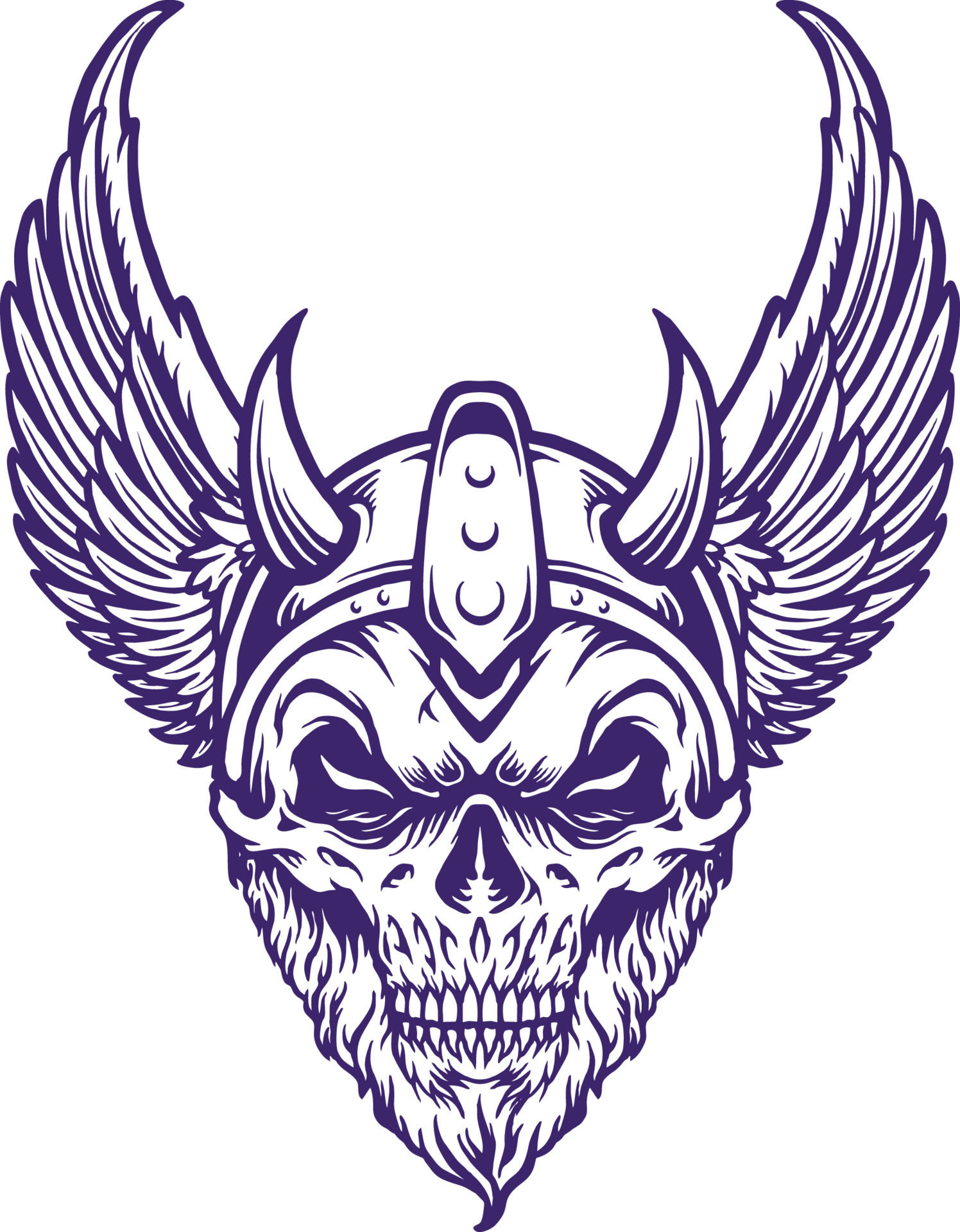 Wallpaper #uWfOCZMBSpphPi3-_NHR19 Viking Warrior Head Skull Wings Outline Vector Illustrations for Your