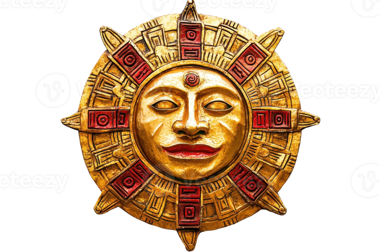 Wallpaper #5zvncJcBSWmA-tzpQI9B61 A Golden Sun Emblem Featuring a Stylized Face Adorned with Red Accents