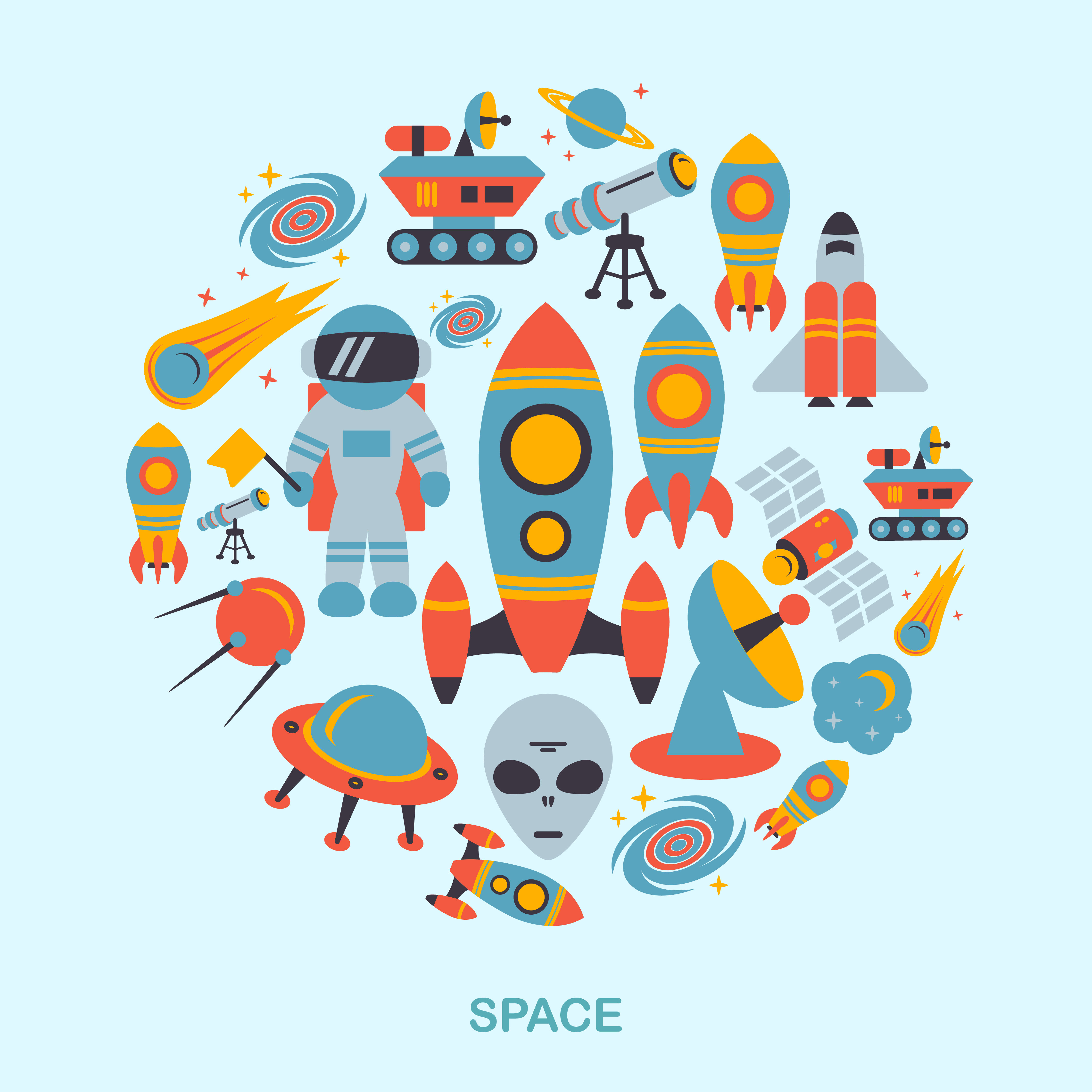 Wallpaper #CGc6B5MBSpphPi3-I8U650 Space Icons Flat 437840 Vector Art at Vecteezy