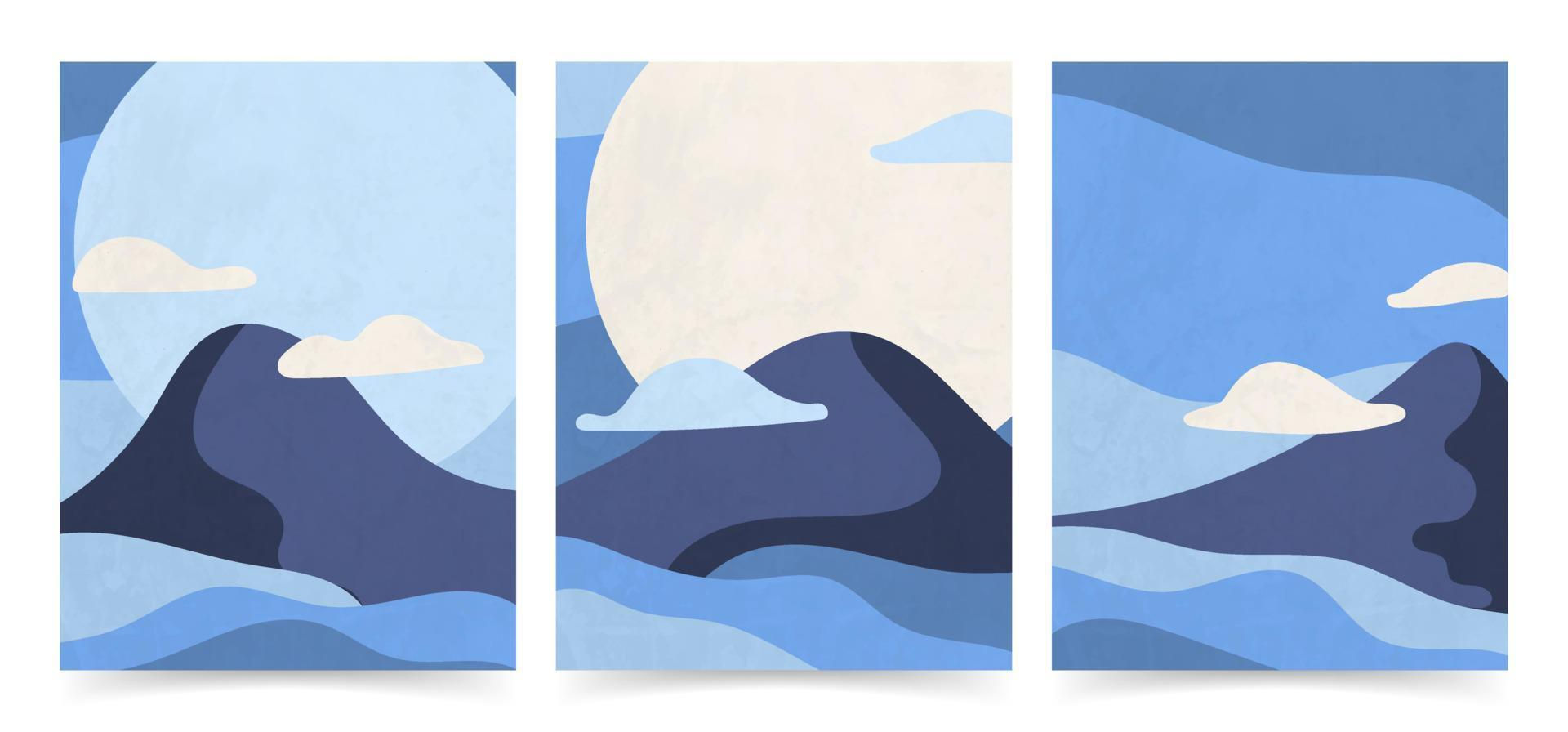 Wallpaper #JmjaGZMBSpphPi3-YRk-7 Modern Abstract Landscape Poster Design with Wave Ornament Nature Art