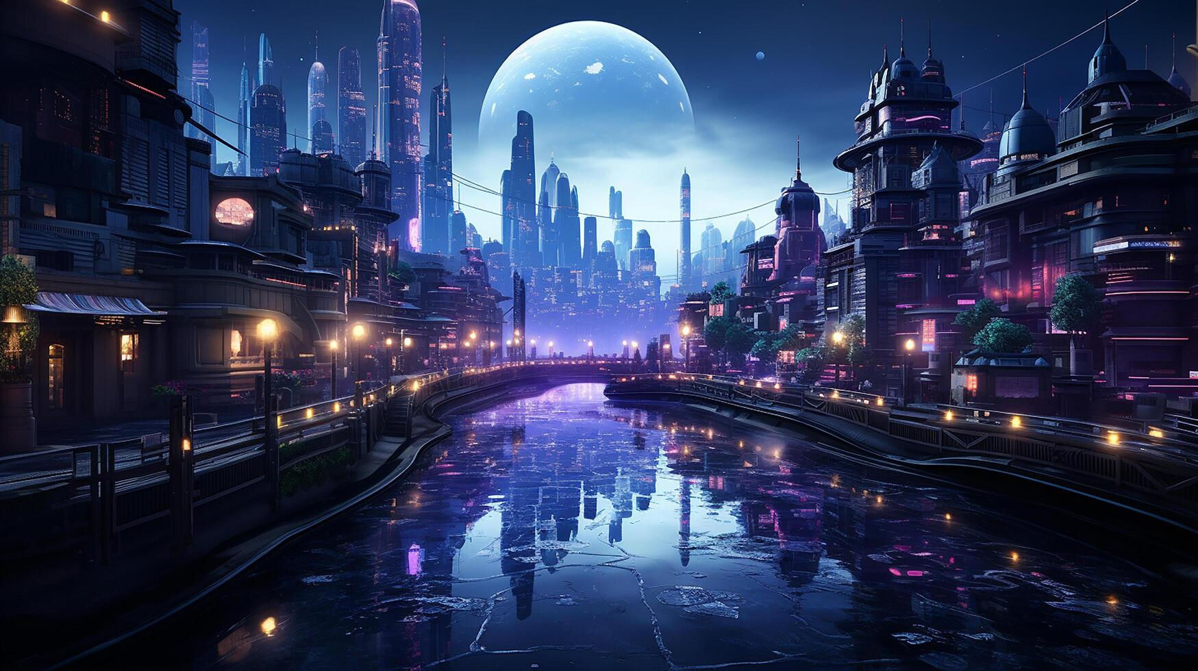 Wallpaper #yGe09JIBSpphPi3-Rnsi197 Photo Realistic Cyberpunk Metropolitan City in the Night AI Generated
