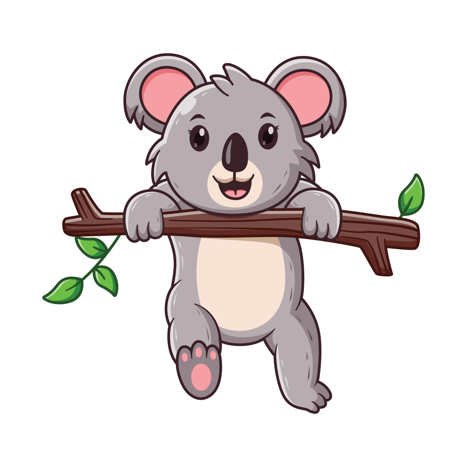 Wallpaper #9mdFCpMBSpphPi3-NNO0243 Cute Koala Climbing the Tree Cartoon Animal Icon Concept Flat Cartoon