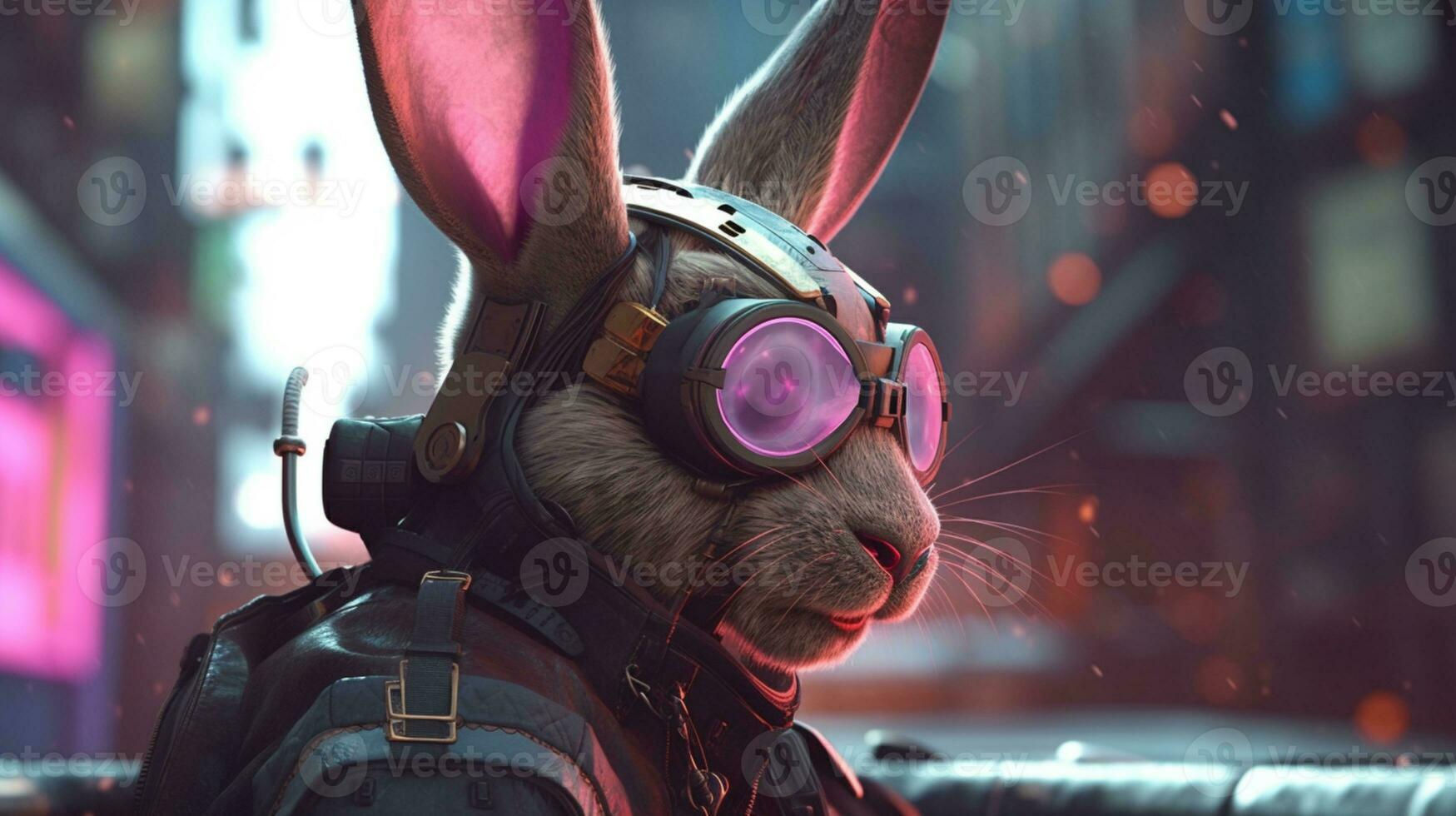 Wallpaper #qa3MMZMBKf019FdaUxGB38 Bunny with Cyberpunk Illustration 26118797 Stock Photo at Vecteezy