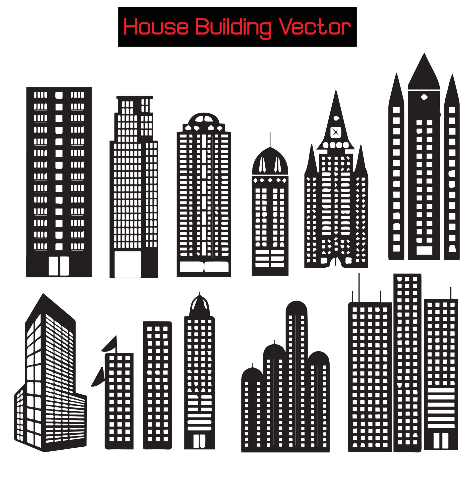 Wallpaper #dmfr65IBSpphPi3-5U-B131 House Building Silhouette Vector City Buildings Silhouette Set