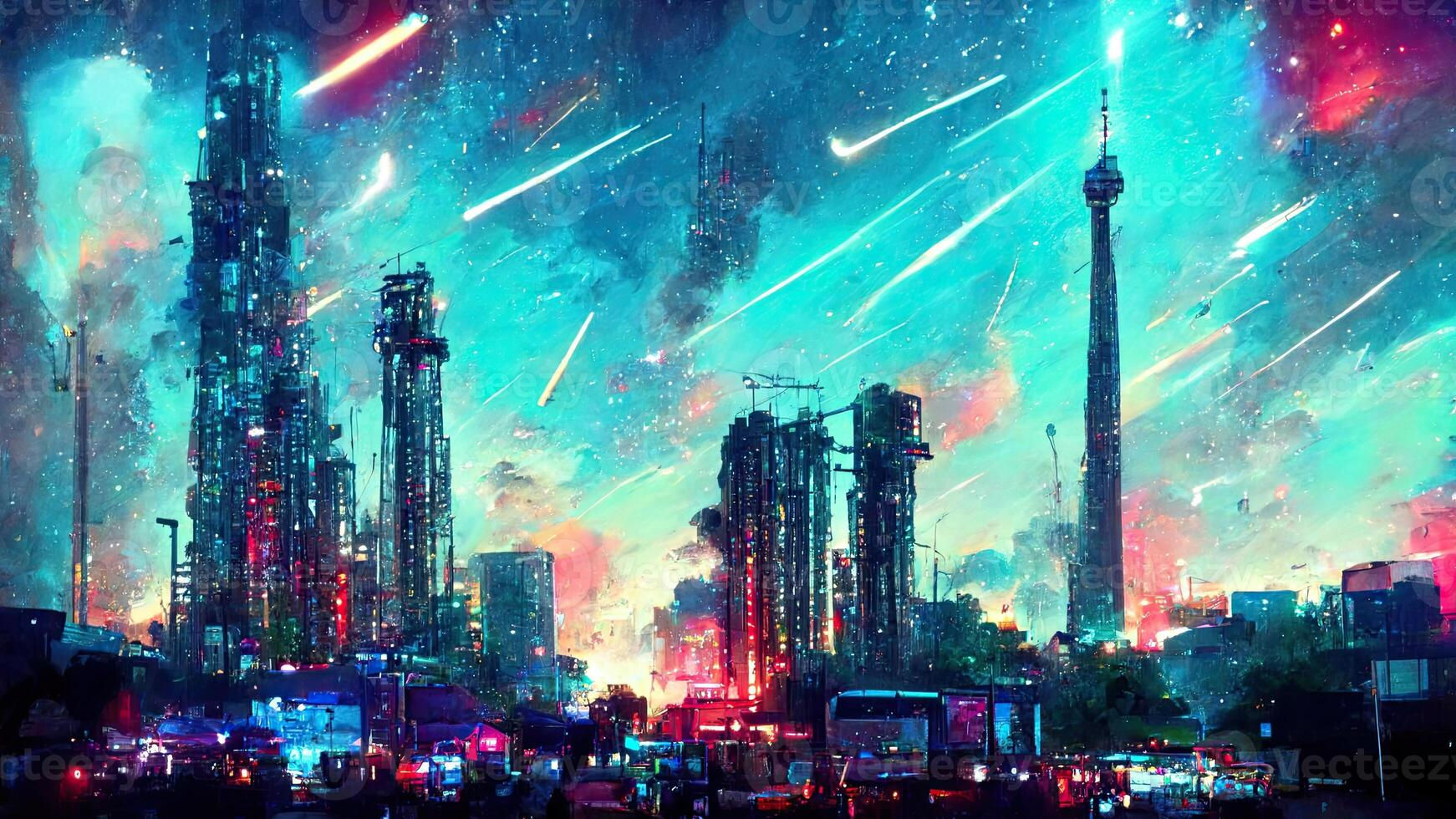 Wallpaper #Dm1laJcBycdYOYFTe3B166 Cyberpunk City Street Sci Fi Wallpaper Futuristic City Scene in a