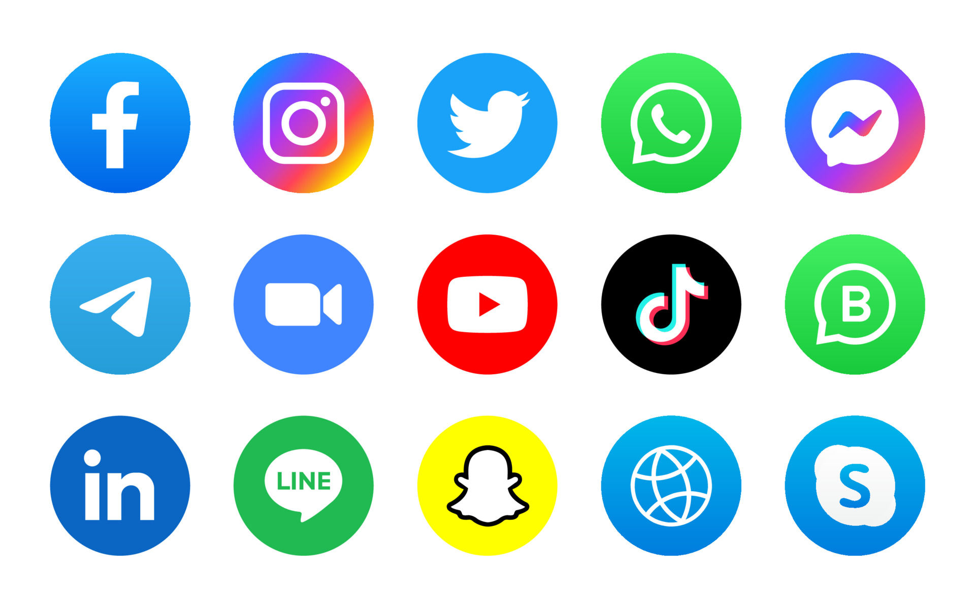 Wallpaper #lWe_75IBSpphPi3-ZGNL79 Set of Social Media Icon in Round Background 3600939 Vector Art at Vecteezy