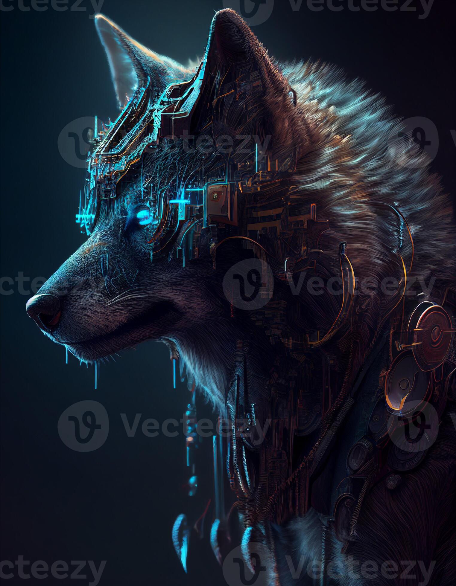 Wallpaper #hn399I4Bnwiau_P6SxF410 Cyberpunk Wolf Crated with AI Tools 22777608 Stock Photo at Vecteezy