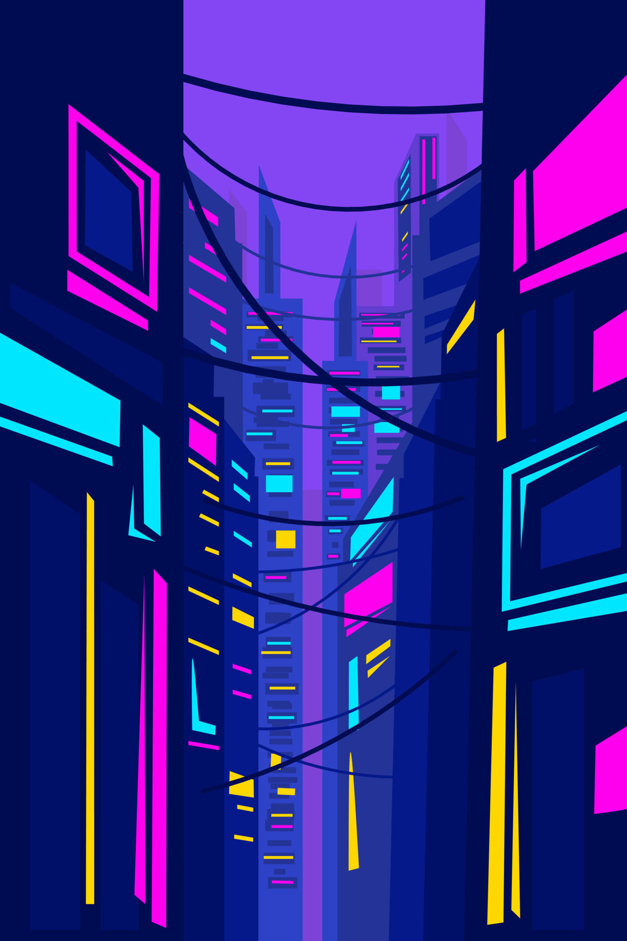 Wallpaper #OddBMpMB4Oq-IITvxDZL205 City Cyberpunk Neon Line Art Design Skyline with Buildings Towers