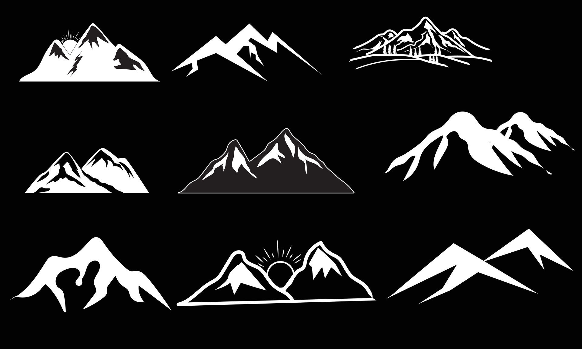 Wallpaper #x--qS5MBMN-XEVvVnztn50 Mountain Vector Icon Set of Rocky Mountain Silhouette Bundle Vector