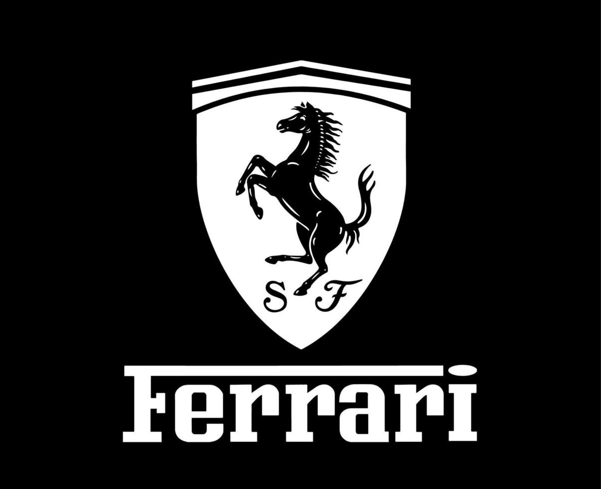 Wallpaper #xJmOP5MBUcASHT6nC8xI355 Ferrari Logo Brand Car Symbol with Name White Design Italian Automobile