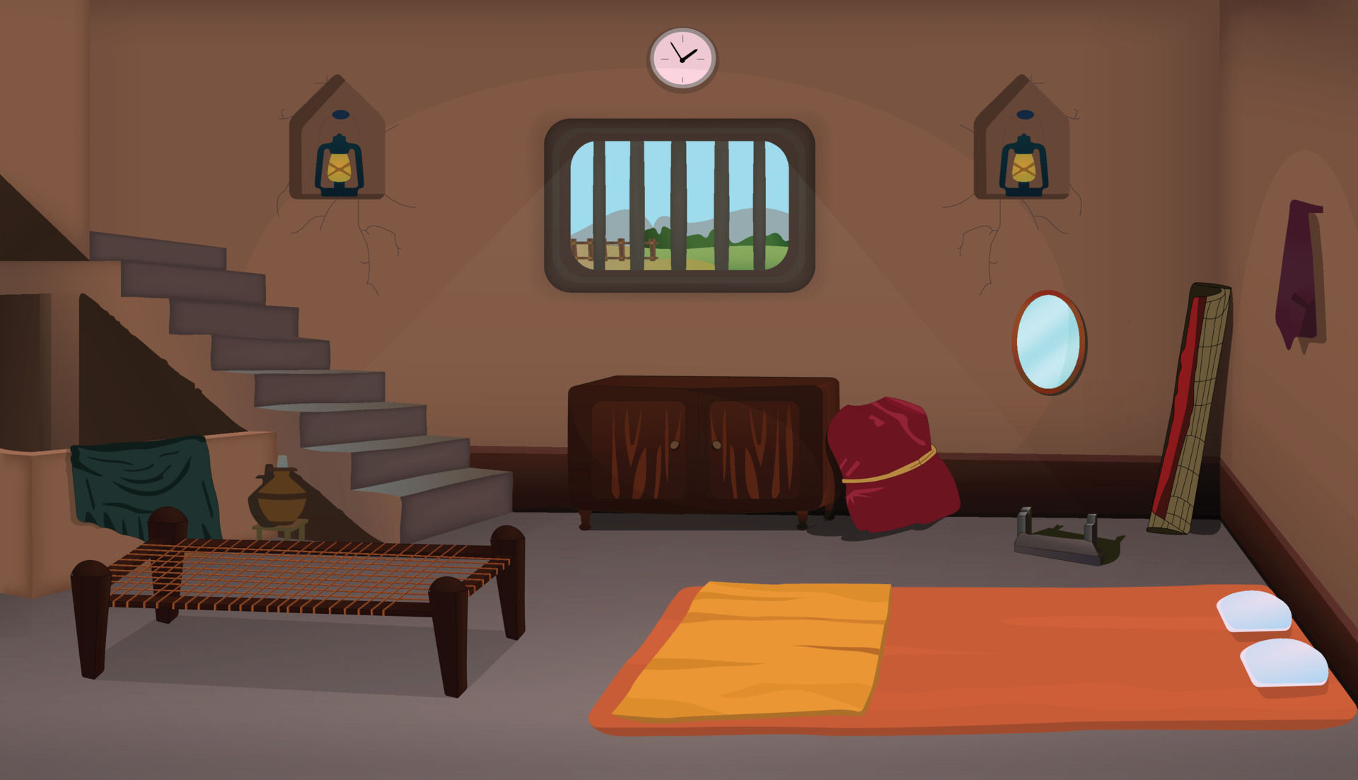 Wallpaper #MWcjC5MBSpphPi3-X9jd331 Village Room Inside Cartoon Background Vector Poor House Room Interior