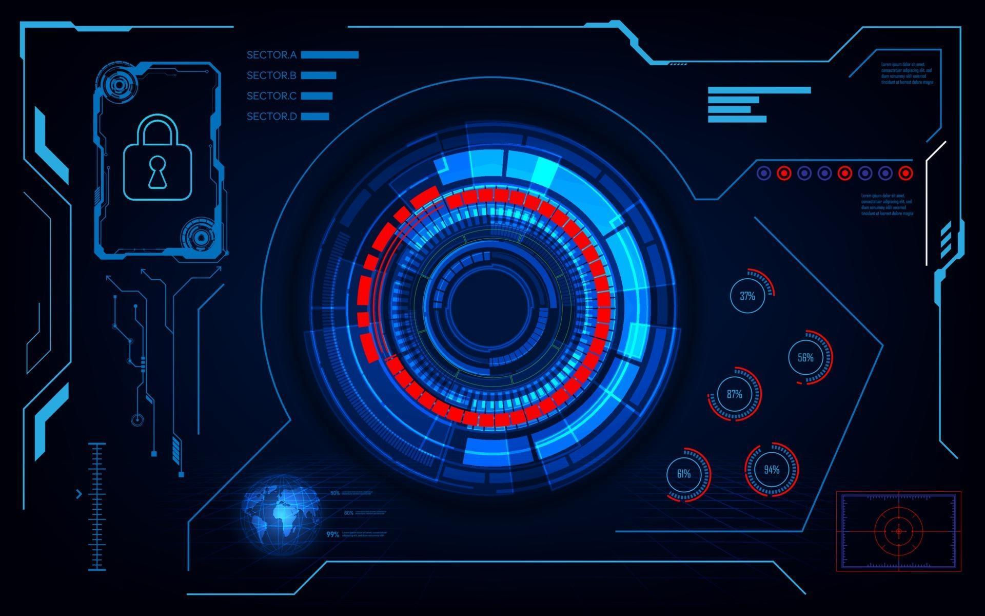 Wallpaper #Zxk7_44BtGB6xQ78cEjE13 Interface Futuristic Hud Ui Sci Fi Design Security Concept Template