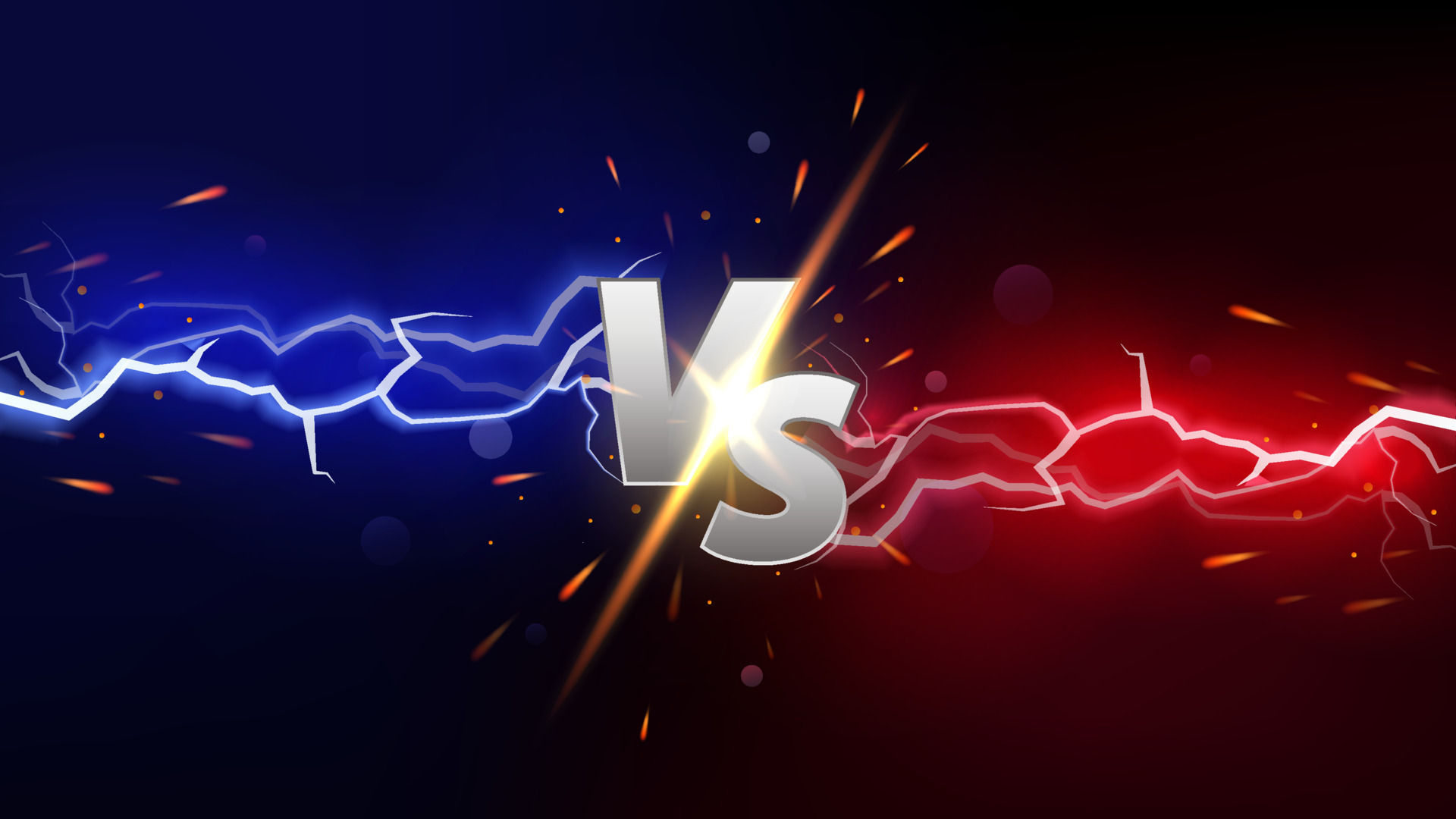 Wallpaper #lj-hPJMBLiIJ4c9OB5JN189 Versus Banner with Fire Sparkling and Lightning Strikes Isolated on