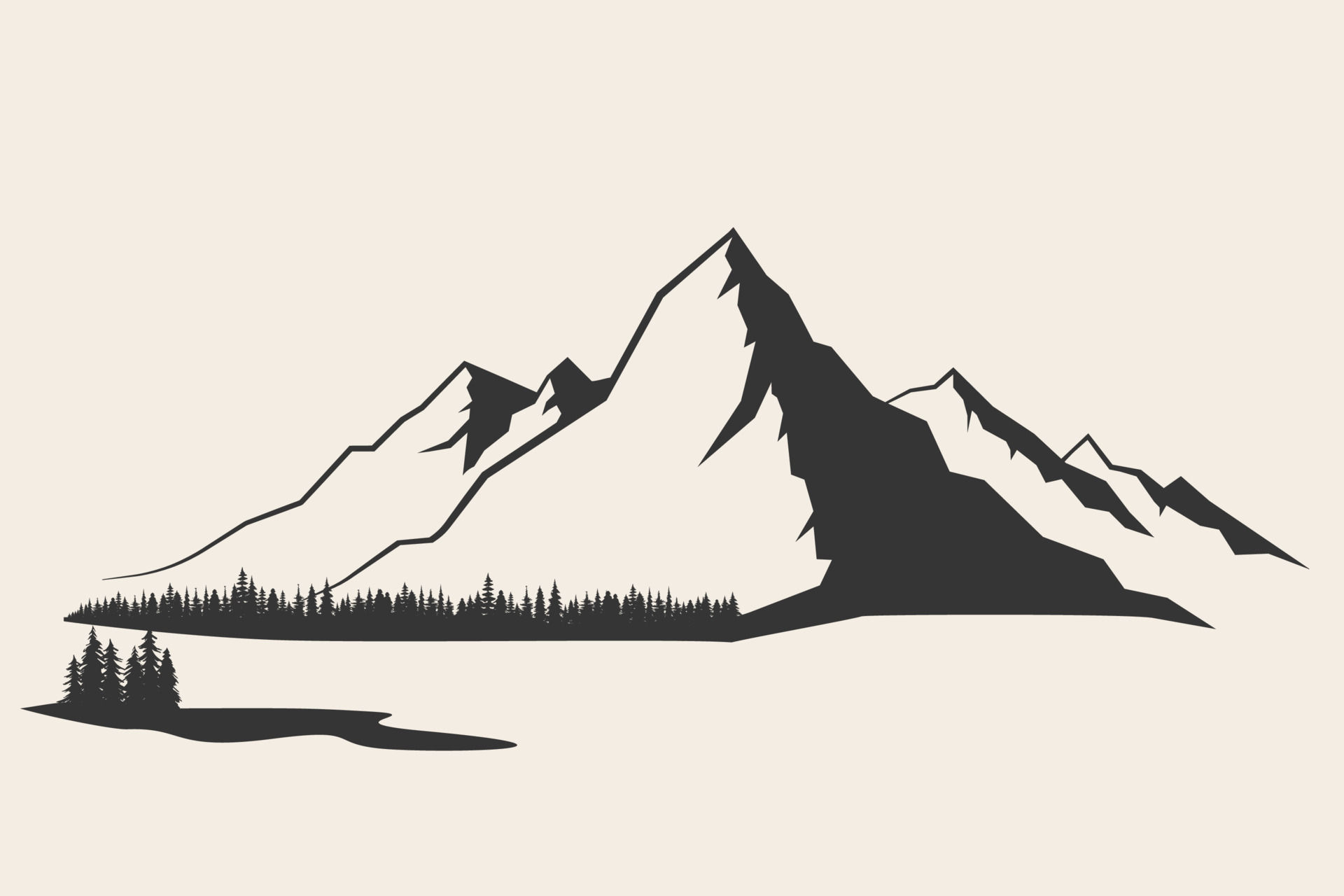 Wallpaper #qx0ULpMBlOZrFDOkP9JS291 Mountain Vector Illustration Old Style Black and White Mountain Vector