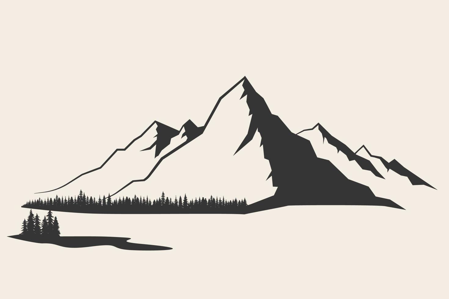 Wallpaper #2GeMA5MBSpphPi3-T7Po243 Mountain Vector Illustration Old Style Black and White Mountain Vector