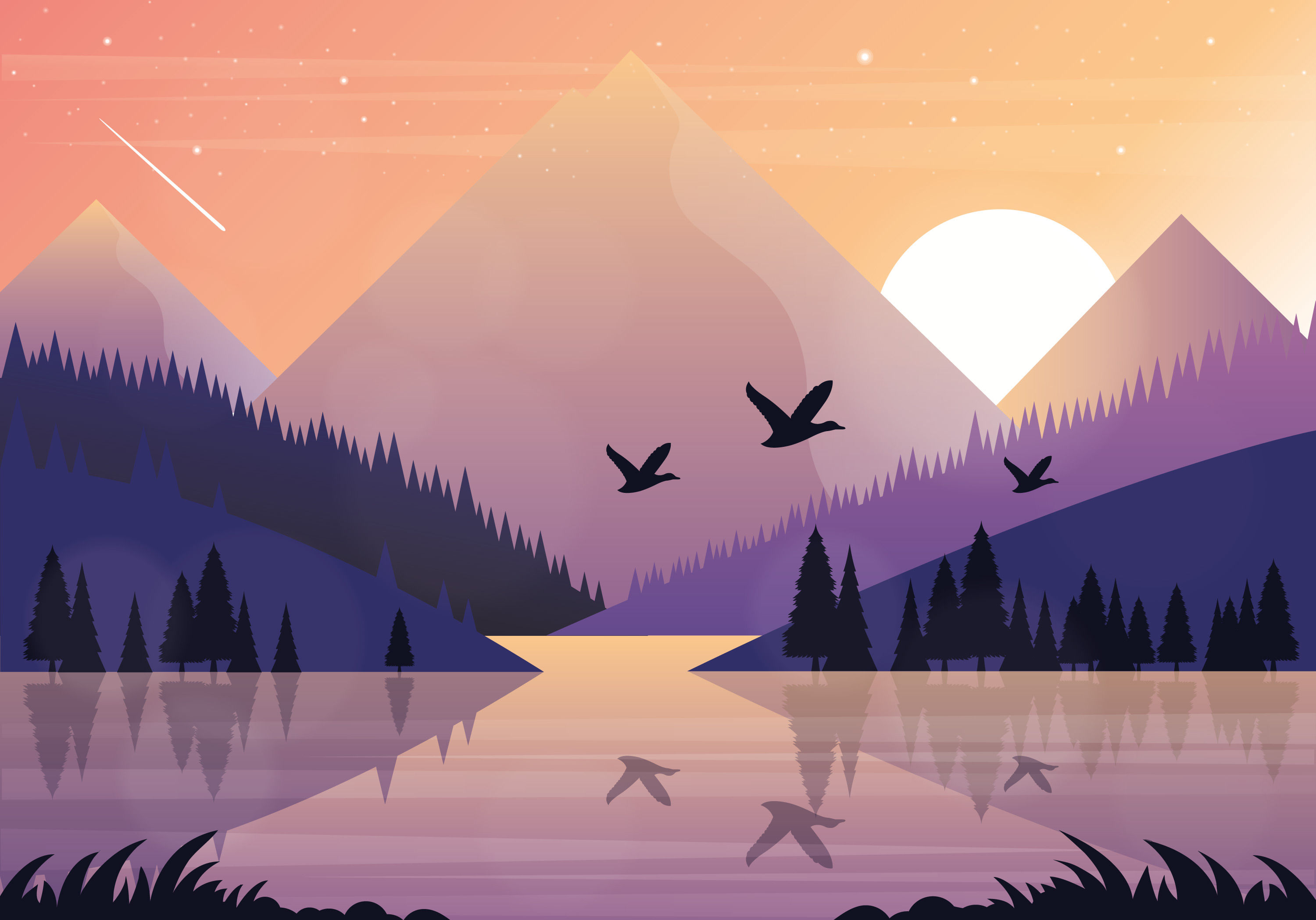 Wallpaper #Brh_2pIBJvJKYCmEEPI462 Vector Landscape Illustration 360297 Vector Art at Vecteezy Images