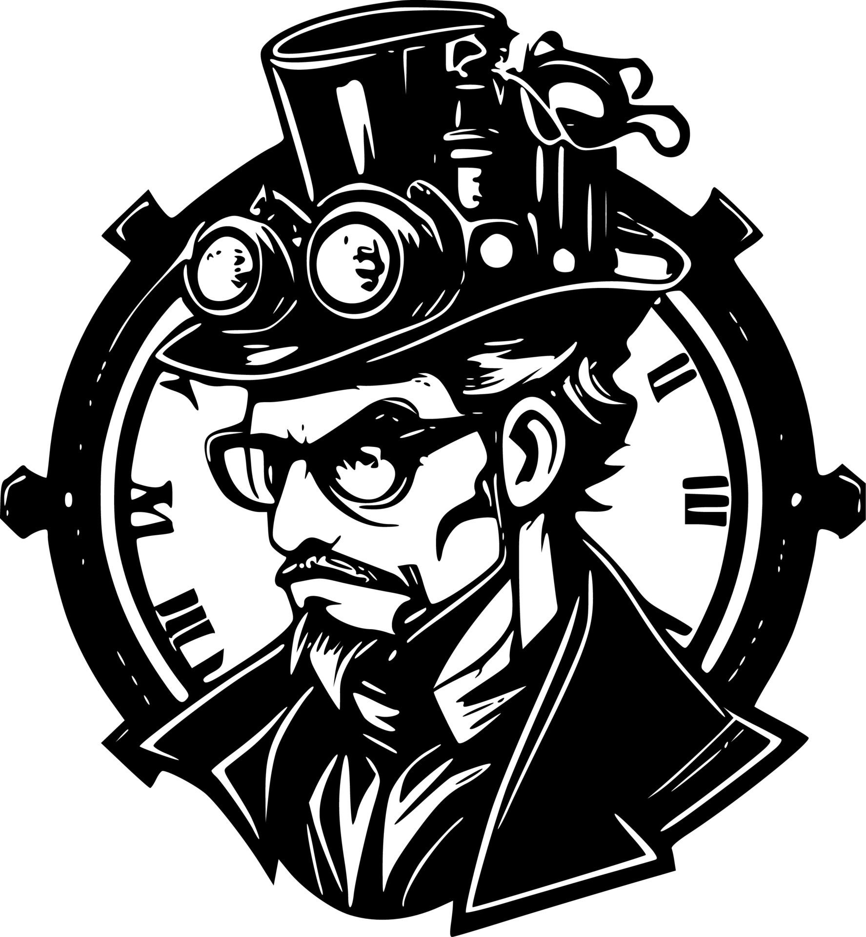 Wallpaper #1GrOMpMBqTKJtJWhBjuw242 Steampunk Black and White Isolated Icon Vector Illustration