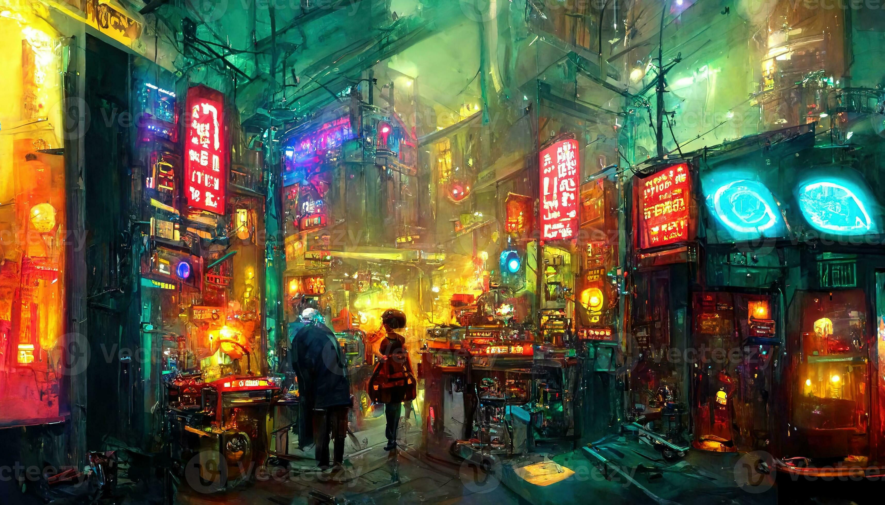 Wallpaper #OddBMpMB4Oq-IITvxDZL81 Calles De Cyberpunk Ciudad Vistoso Ciudad Luces Neon Senales Futurista