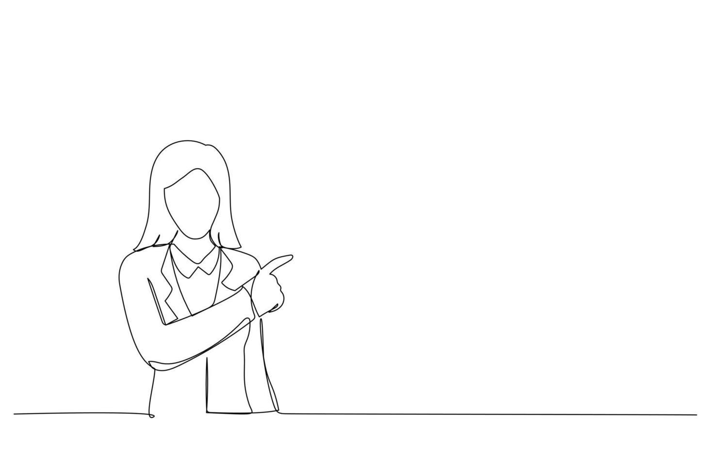 Wallpaper #nLgf2JIBJvJKYCmEN-Zo145 Cartoon of Young Woman Pointing Finger to the Side Single Continuous