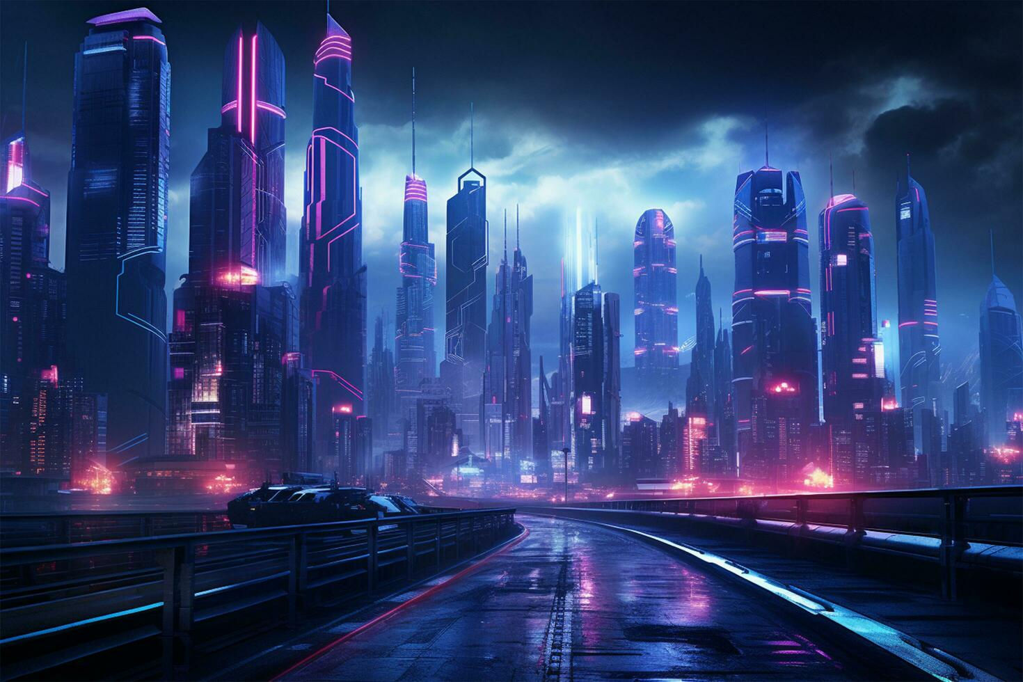 Wallpaper #PPtihJcBx-Hc5Y204K-u84 Cyberpunk City View at Night Illustration 26727253 Stock Photo at Vecteezy