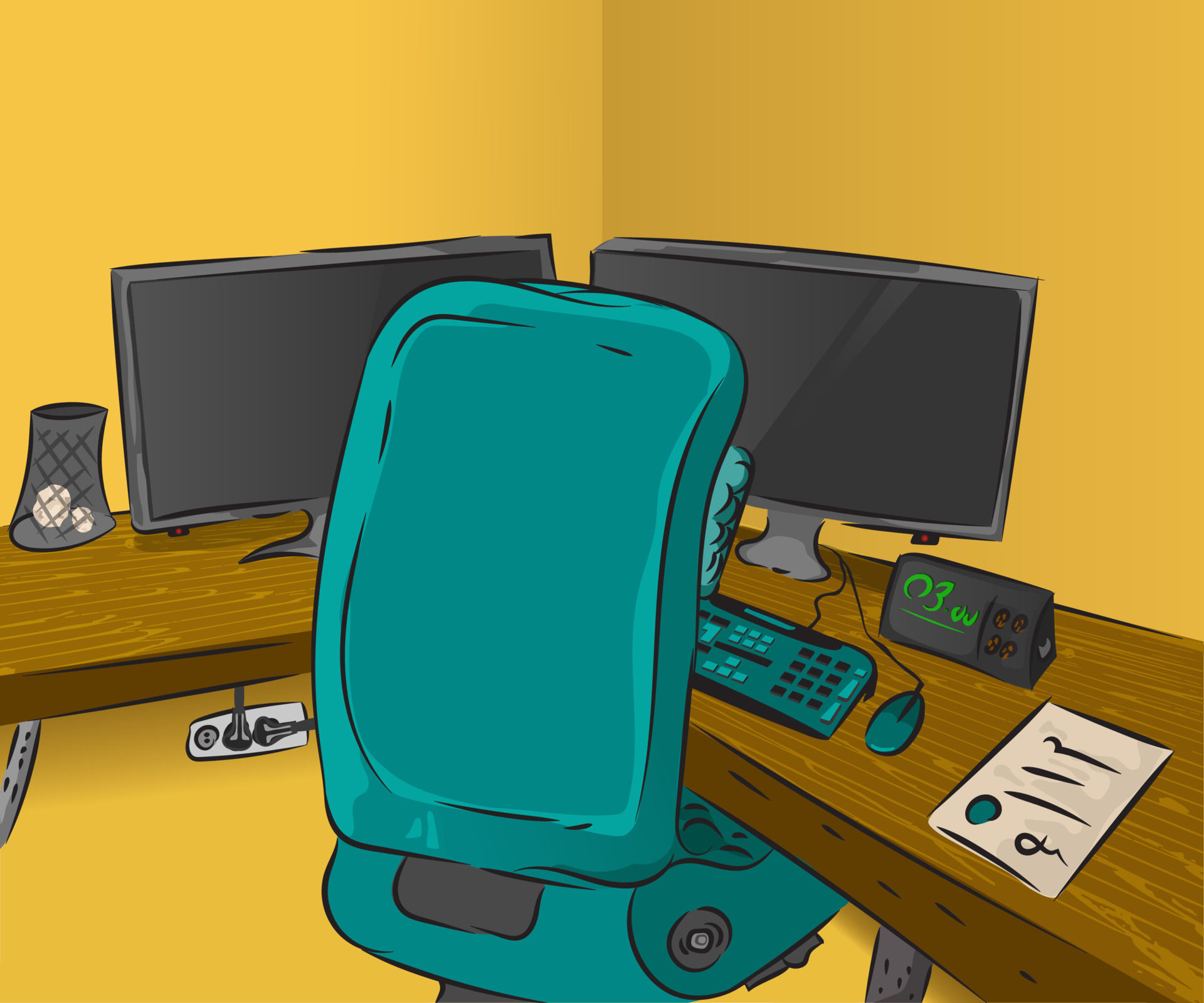 Wallpaper #MWcjC5MBSpphPi3-X9jd54 Studyroom Working Space with Computer Flat Design Cartoon Room