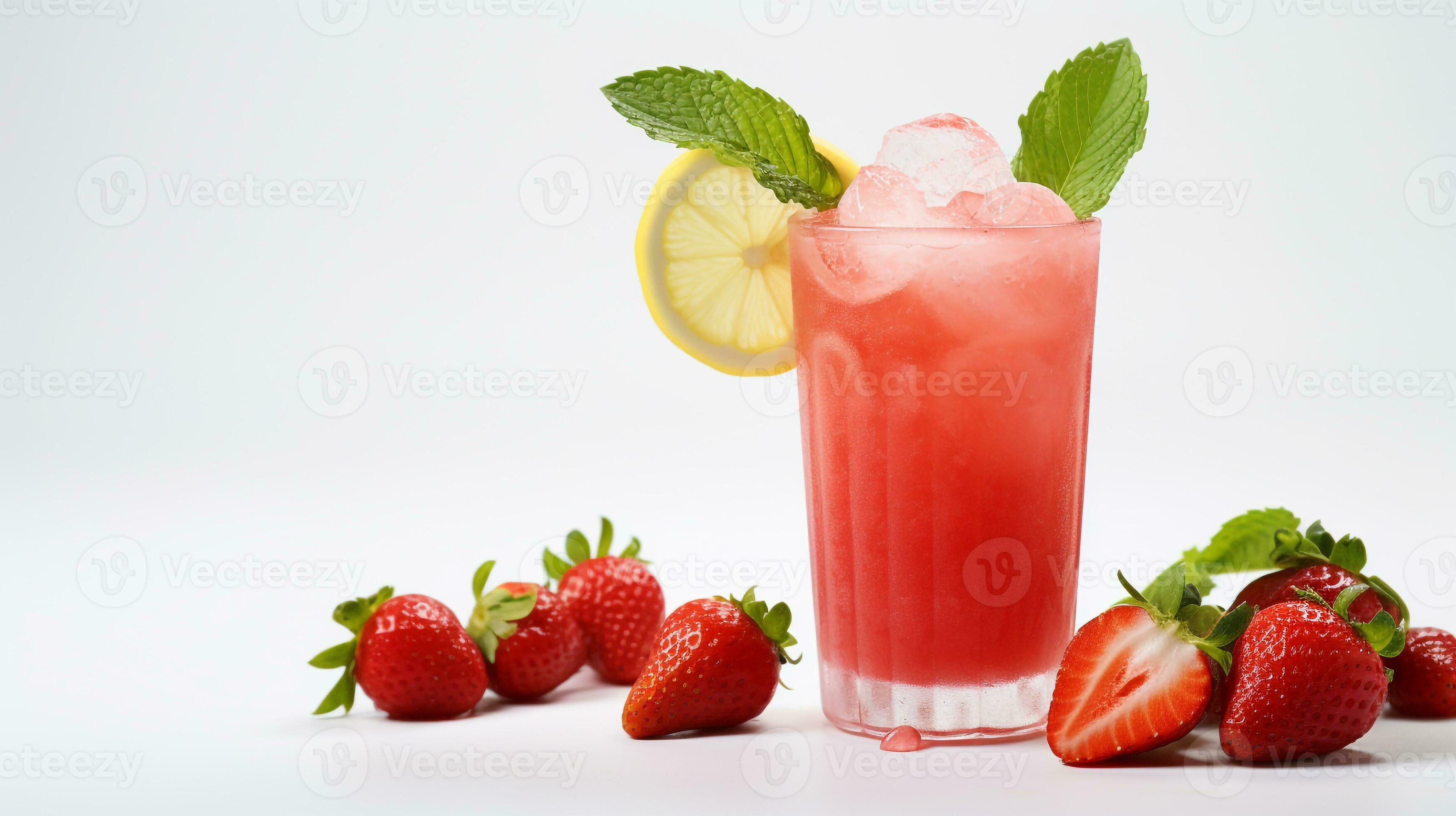 Wallpaper #GGfpAZMBSpphPi3-Wa1b290 Photo of a Strawberry Lemonade Isolated on Flat White Background