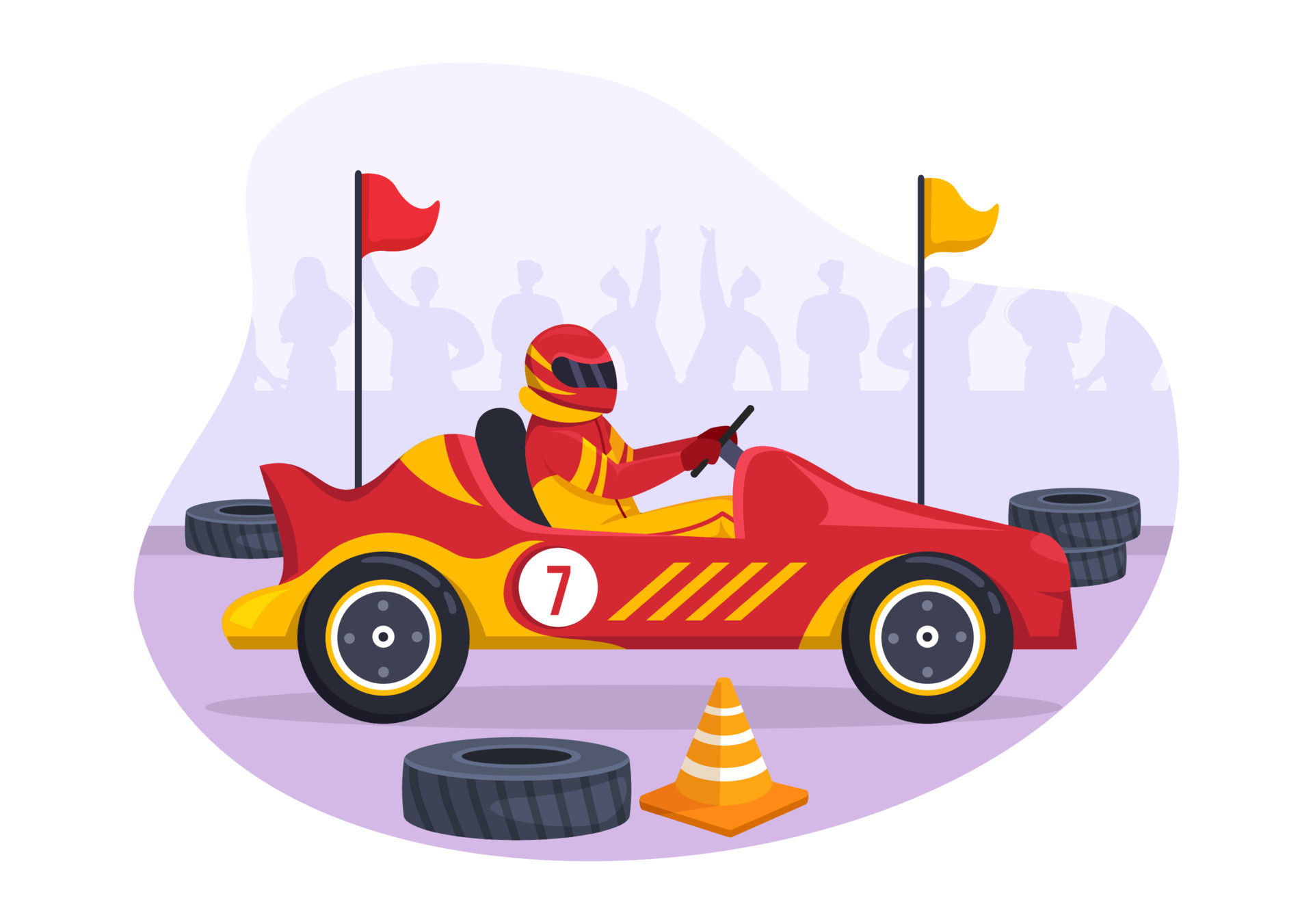 Wallpaper #uGiFH5MBSpphPi3-zCtv62 Formula Racing Sport Car Reach on Race Circuit the Finish Line Cartoon
