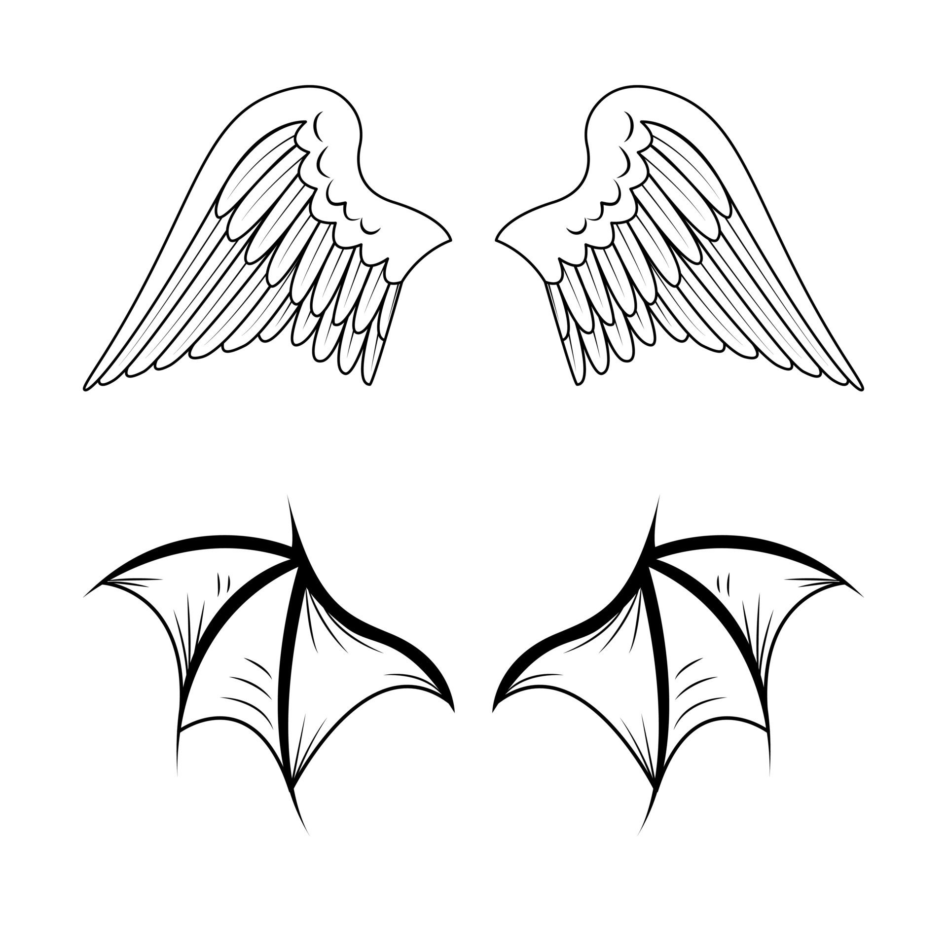 Wallpaper #n0Y8nJcBh-zKMCtLfF5f124 Angel and Demon Wings Sketch Vector Wing Feathers of a Bird Swan