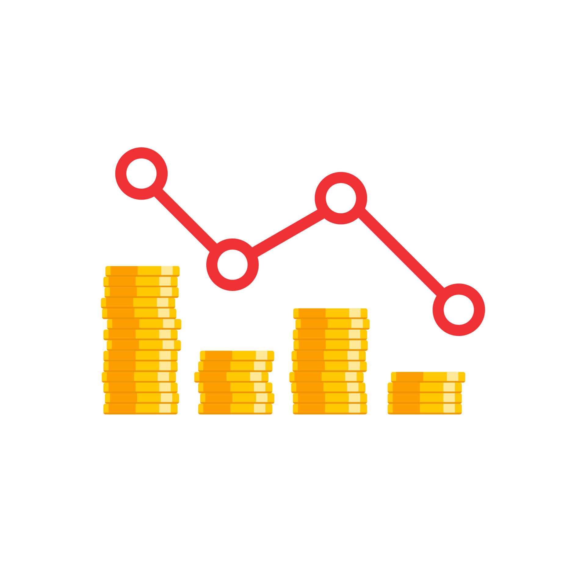 Wallpaper #h2cBEZMBSpphPi3-oPVg308 Gold Coins Price Down Red Graph White Background Icon Vector Isolated
